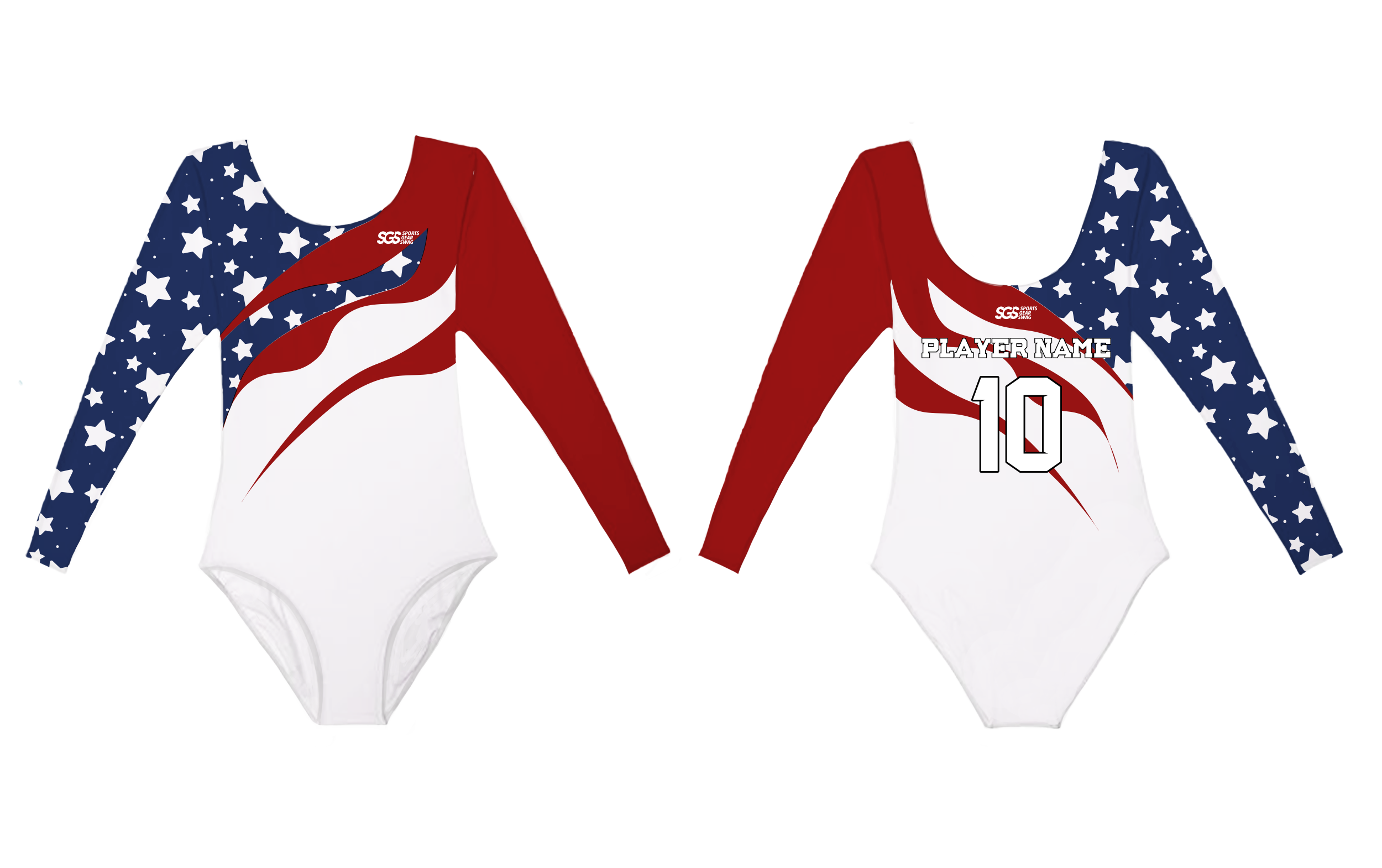 Custom long sleeve gymnastic uniform adult youth freedom waves - Gymnastics-uniforms
