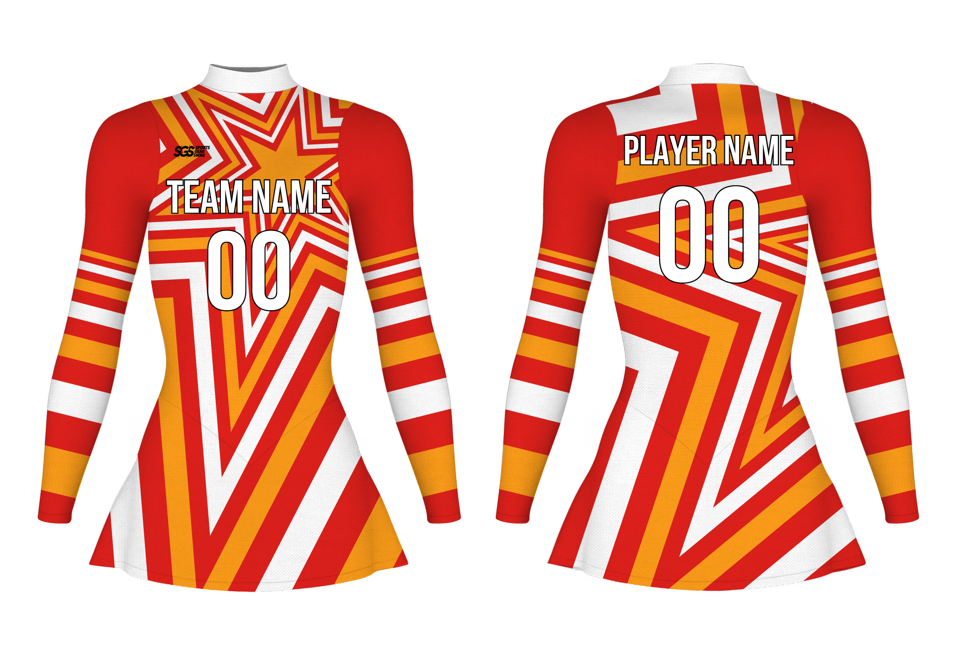 Custom figure skating long sleeve one piece uniform tangerine twinkle adult youth plain skirt - Figure-skating-one-piece-uniforms