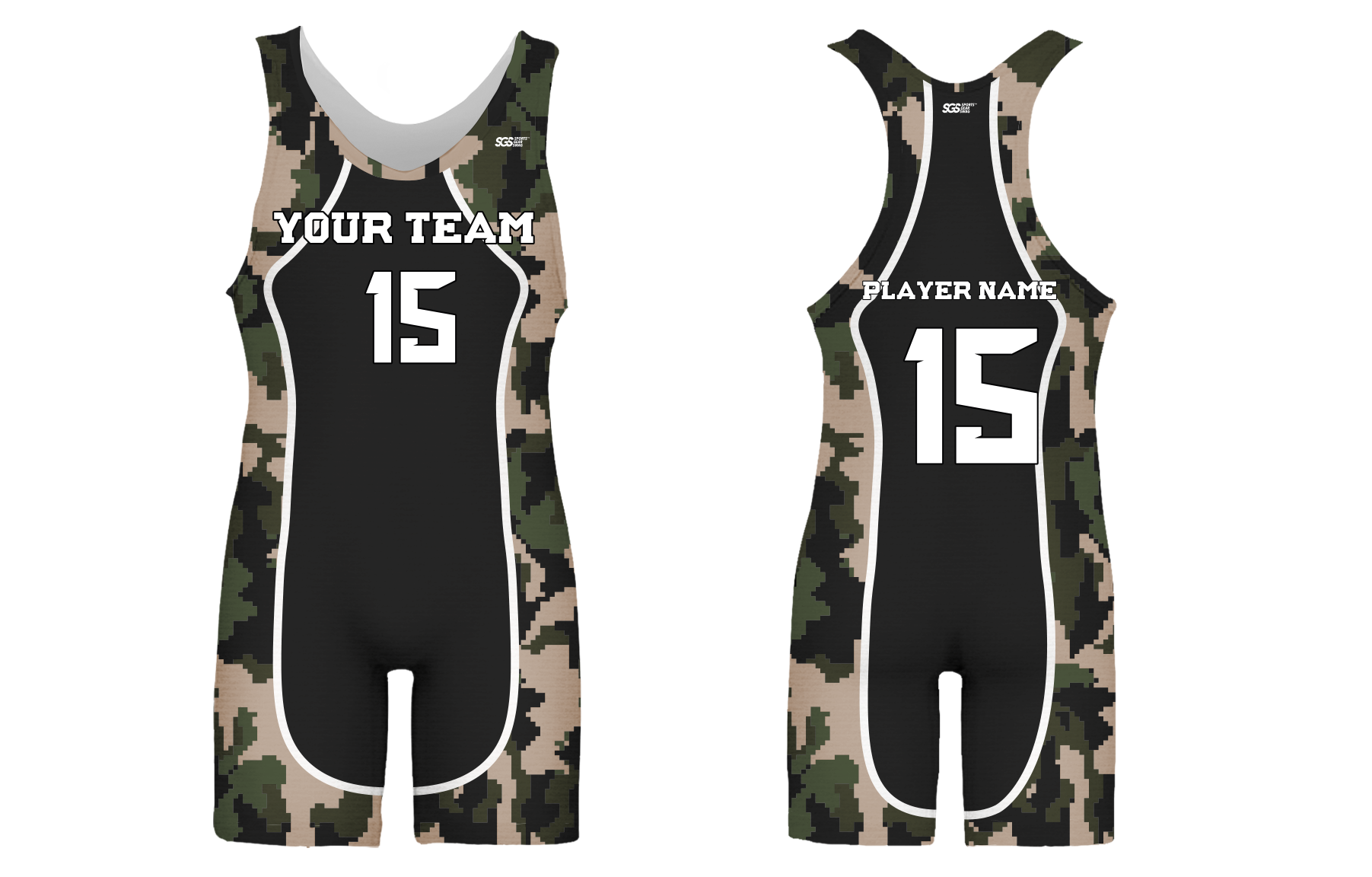 Custom adult youth unisex wrestling suits camo assault - Wrestling-singlets