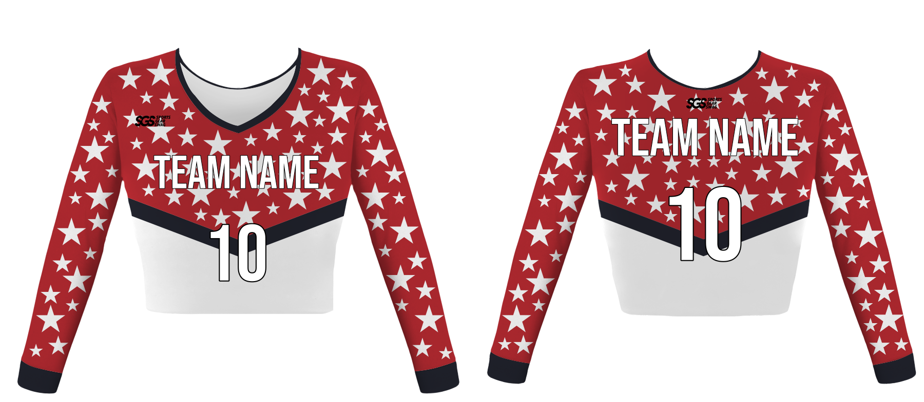 Custom superstar youth adult unisex cheerleading long sleeve crop top jersey - Jersey