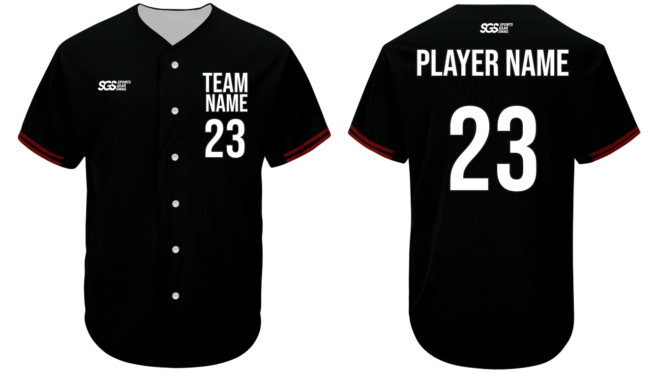 Custom athletic black adult youth unisex full buttons softball jersey - Jersey