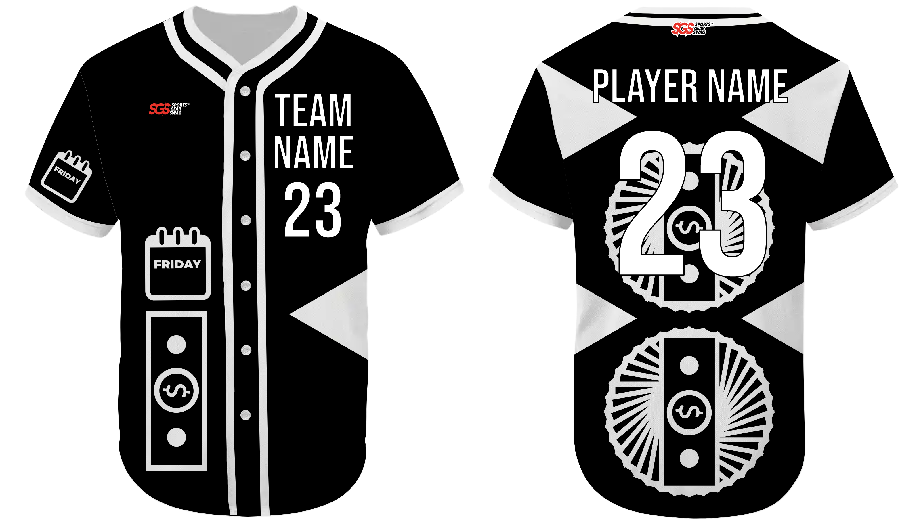 Custom currency adult youth unisex softball black friday jersey - Jersey