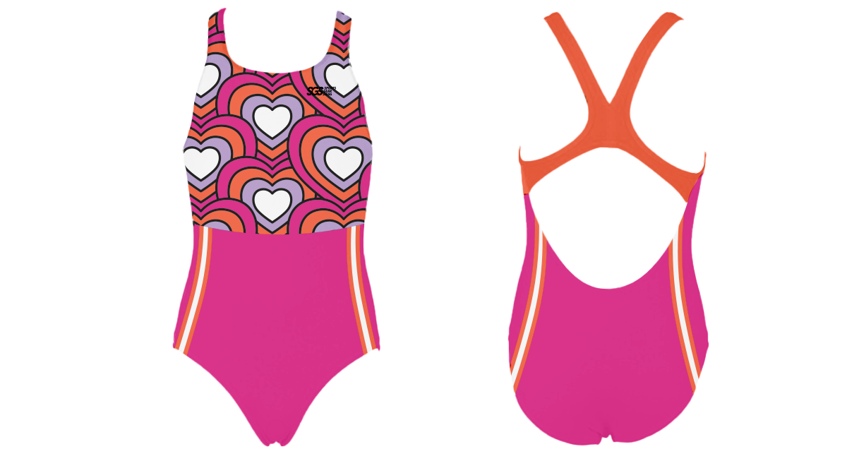 Custom youth standard bathing suit multi heart - Swimming-bathing-suits