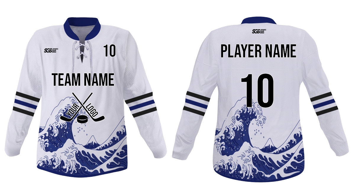 Custom  wave youth unisex hockey jersey laces - Jersey
