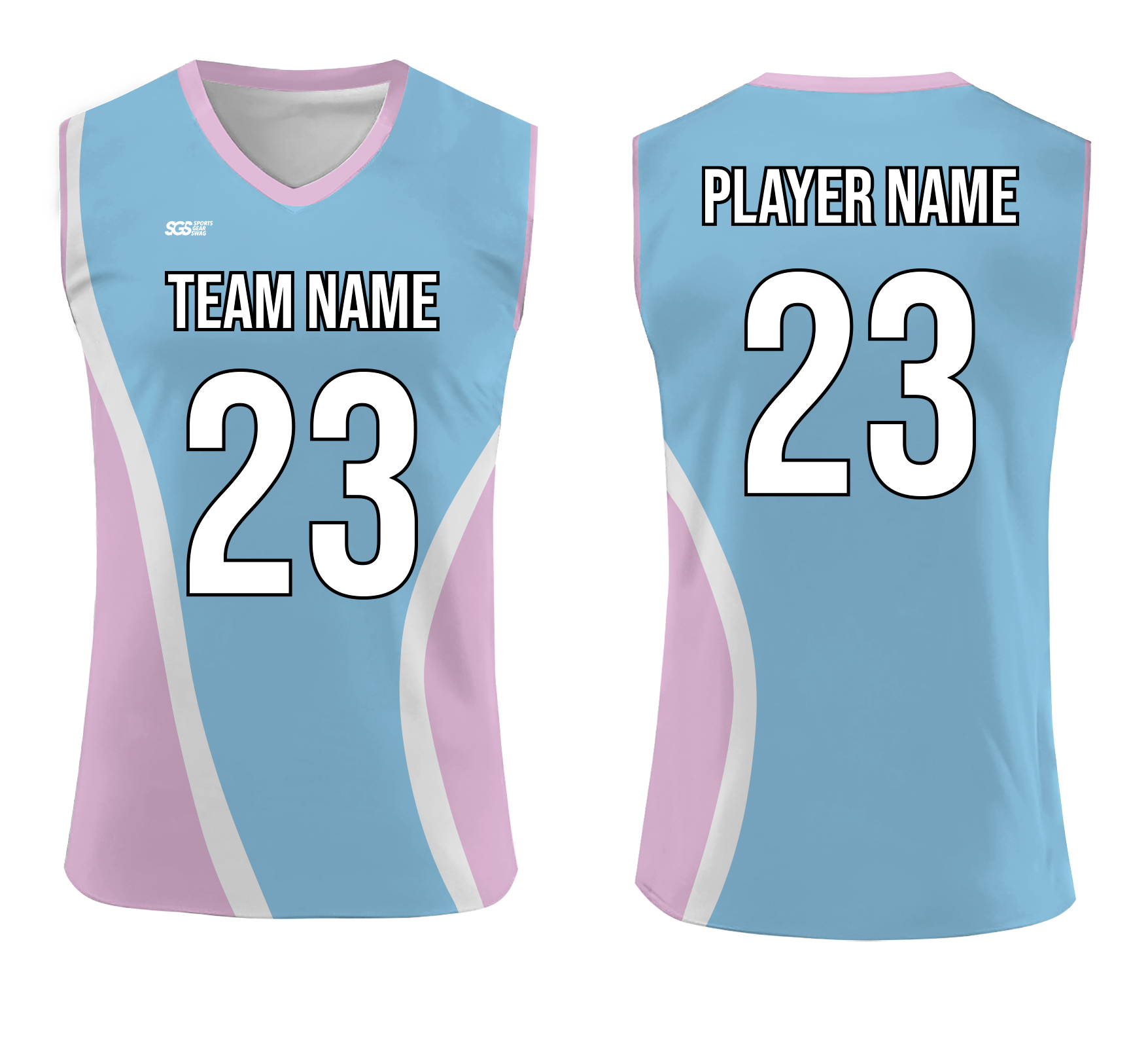 Custom sky blue solids adult youth volleyball sleeveless jersey - Jersey