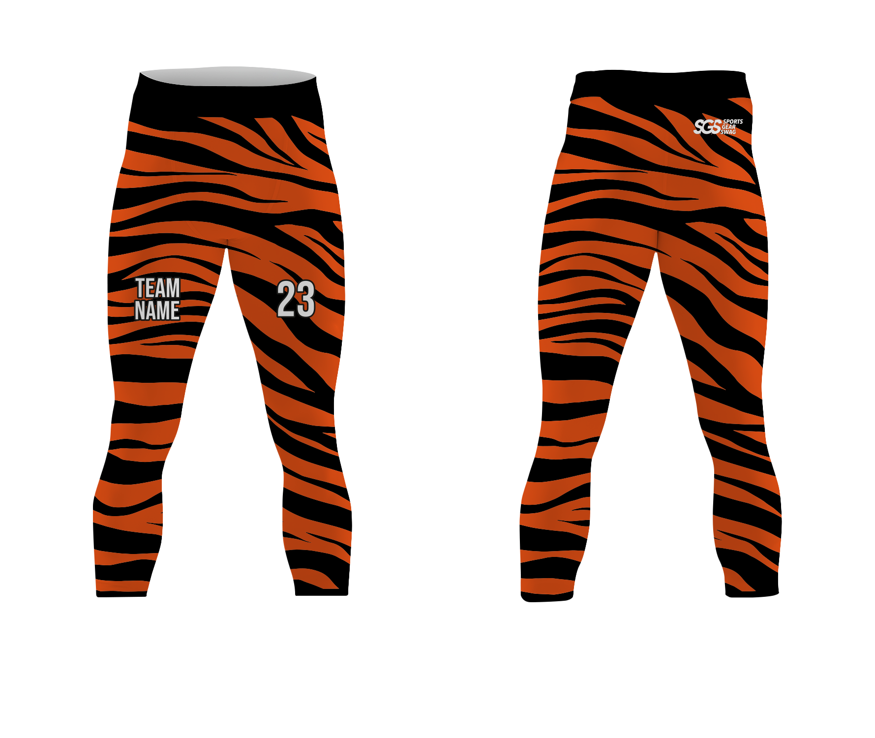 Custom tiger design  adult youth unisex mid calf compression tights - Compression-tights