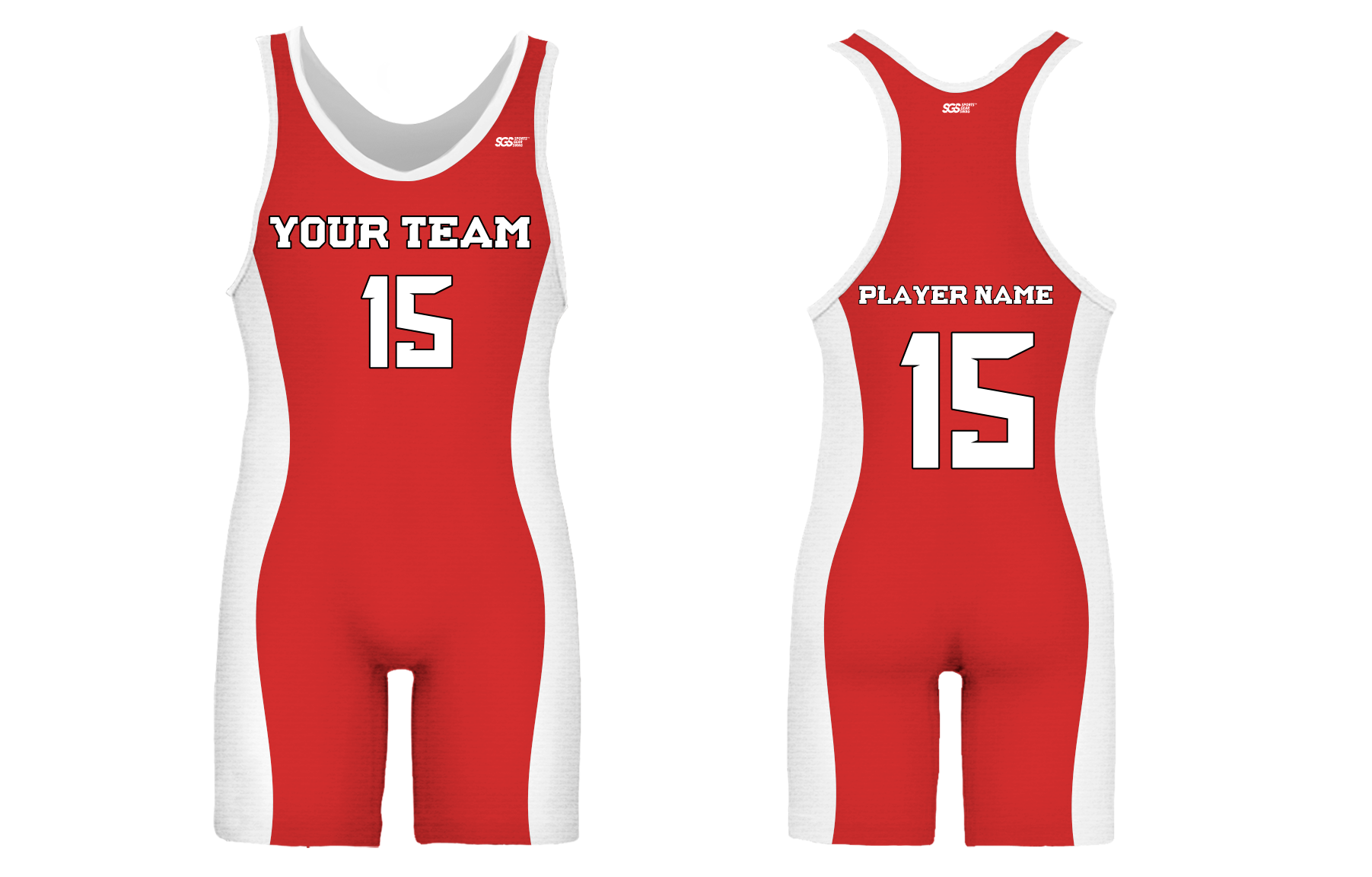 Custom  red and white solid adult youth unisex powerlifting singlets - Powerlifting-singlets