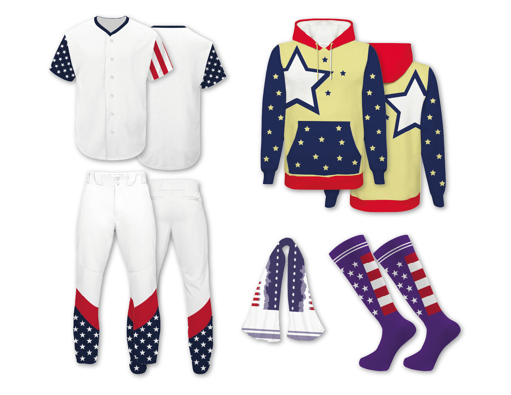 Custom white stars adult youth unisex baseball memorial day jersey - Jersey