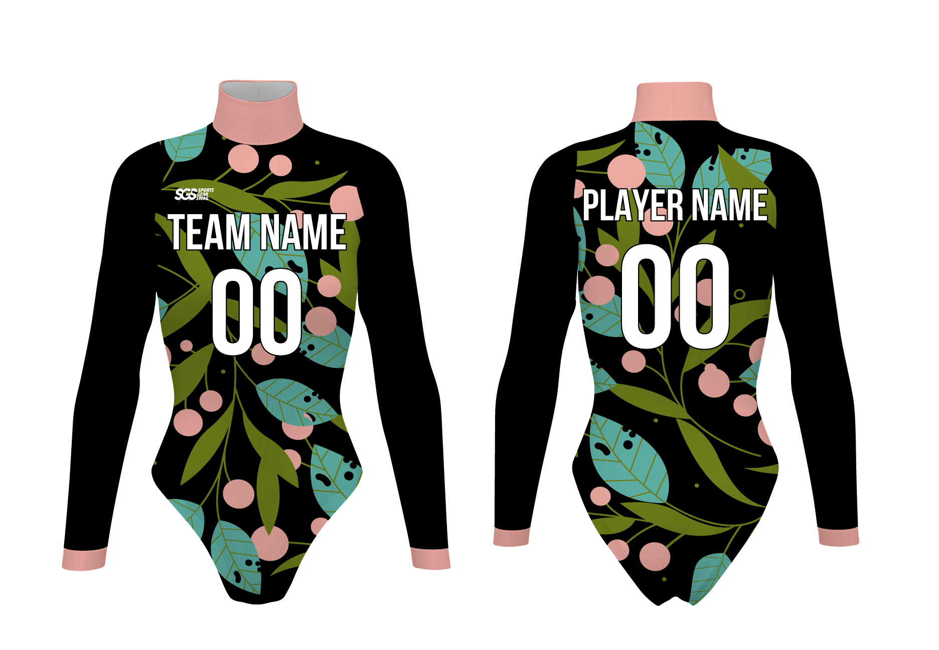 Custom cheerleading bodysuit adult youth botanical bliss - Cheerleading-bodysuits