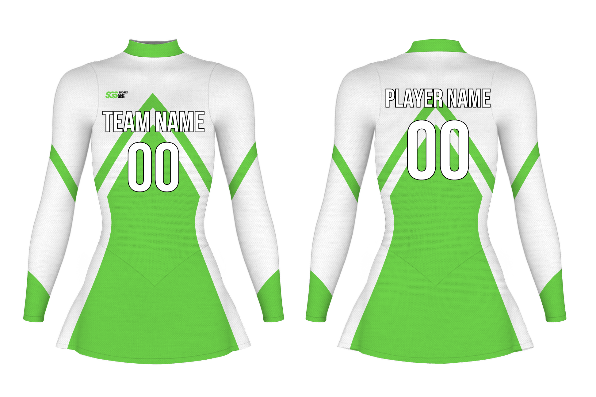 Custom figure skating long sleeve one piece uniform neon ice glow adult youth plain skirt - Figure-skating-one-piece-uniforms