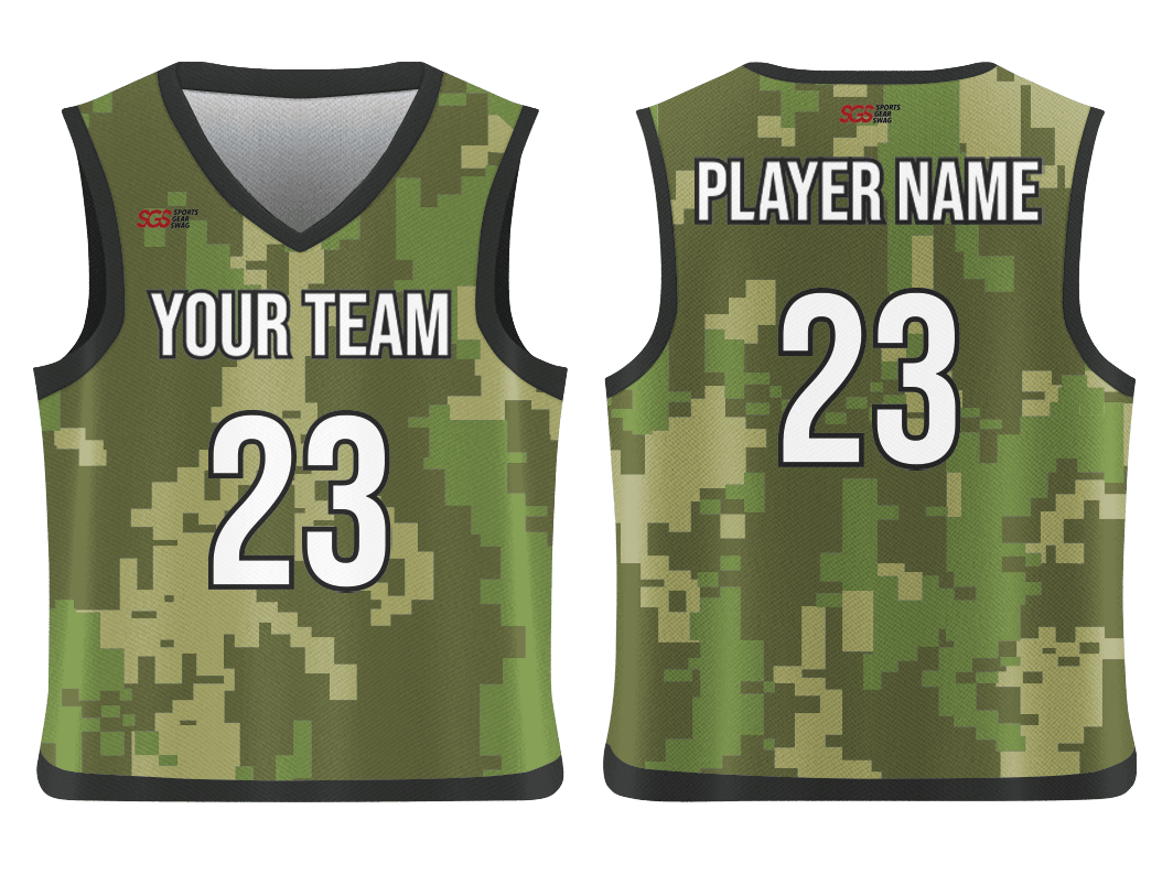 Custom army pixelated camo adult youth unisex basketball jersey - reversible uniform - Jersey