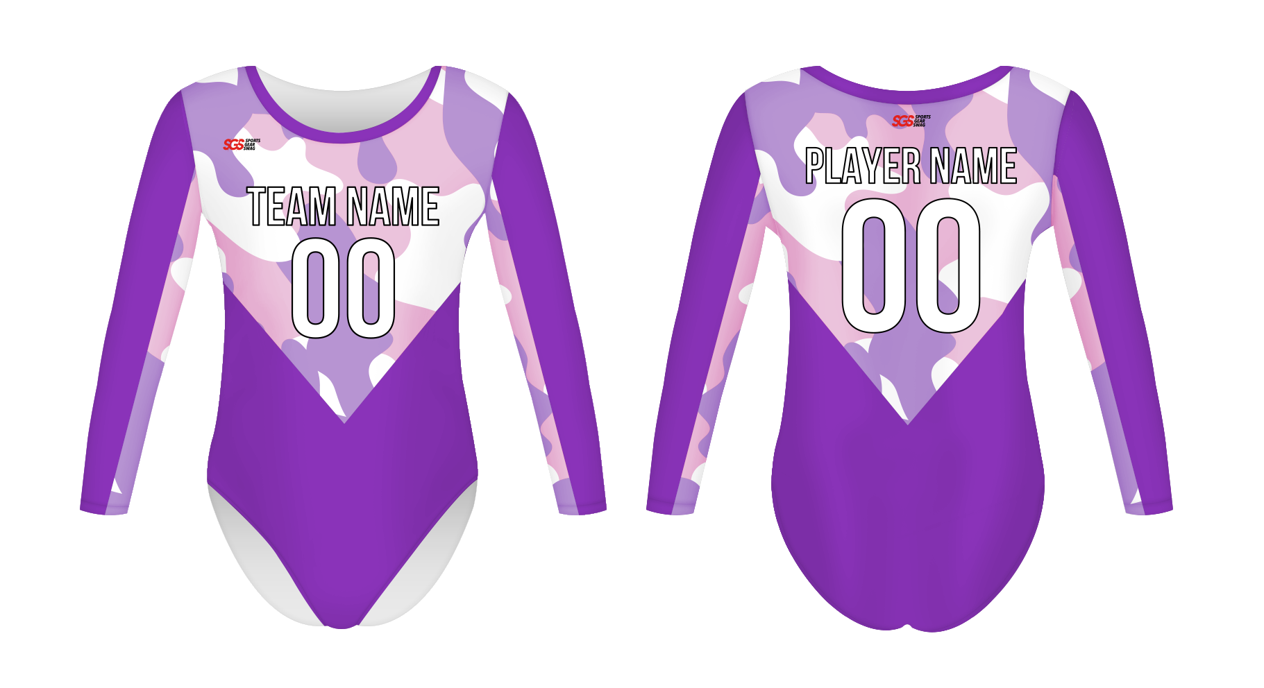Custom women long sleeve one piece dance uniform purple camo - Dance-jerseys