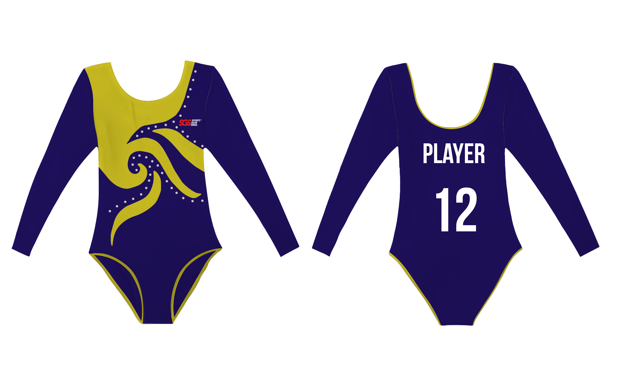 Custom long sleeve gymnastic uniform adult youth swirl elegance - Gymnastics-uniforms
