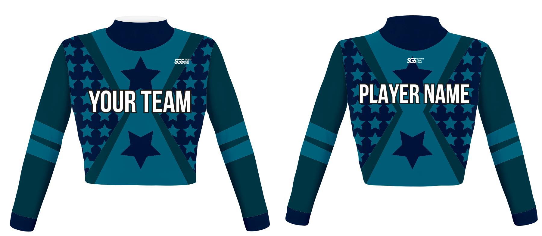 Custom multiple stars adult youth unisex cheerleading  long sleeve turtle neck jersey - Jersey