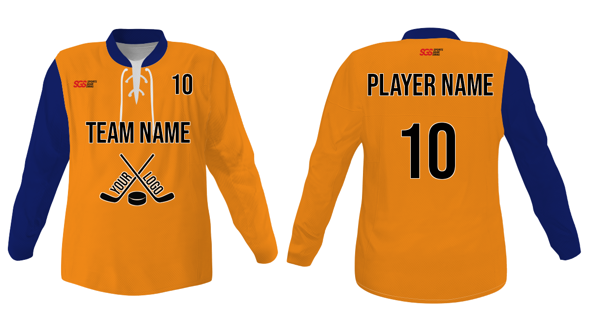 Custom solid orange adult youth unisex hockey jersey with laces - Jersey