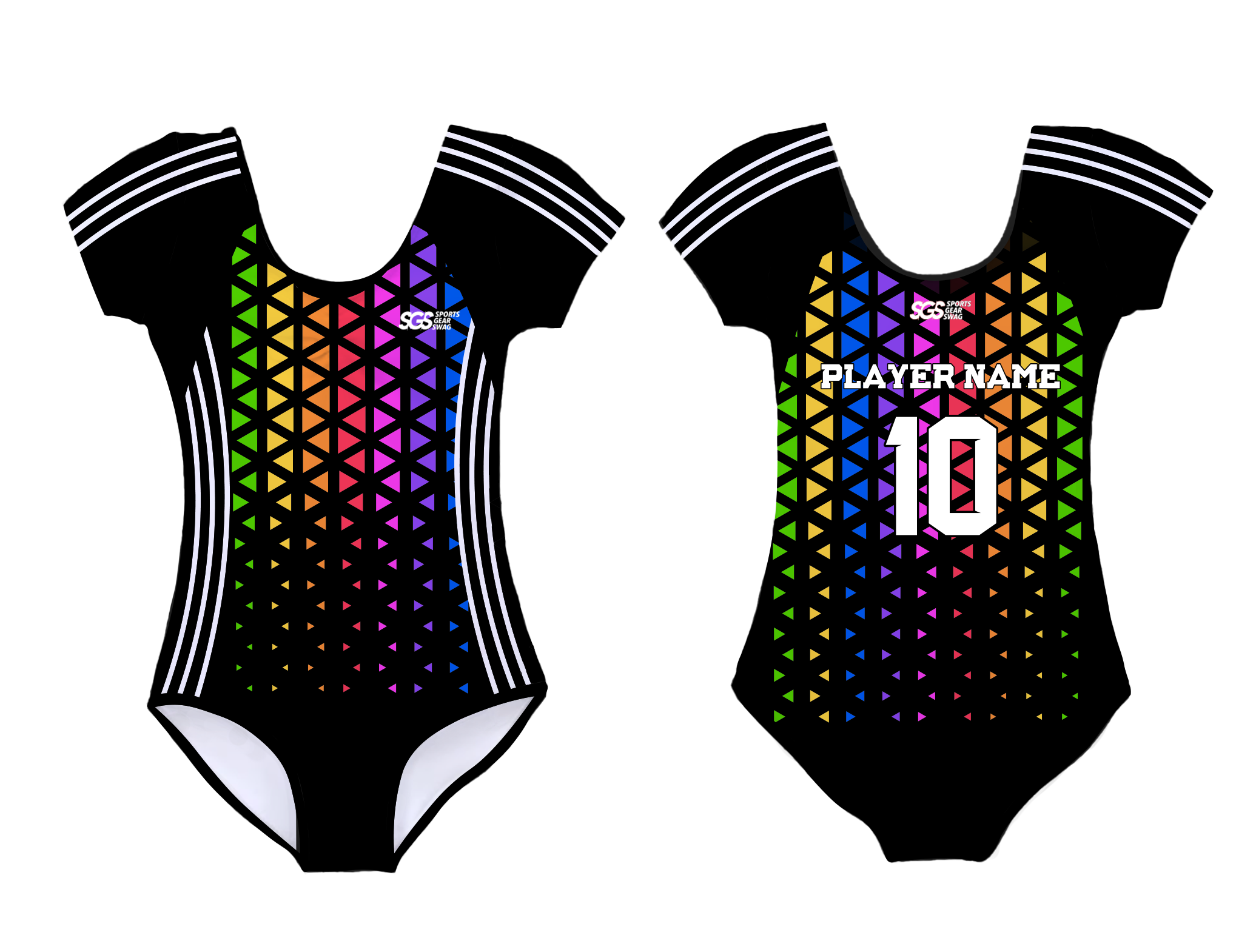 Custom short sleeve gymnastic uniform adult youth rainbow crisscross - Gymnastics-uniforms