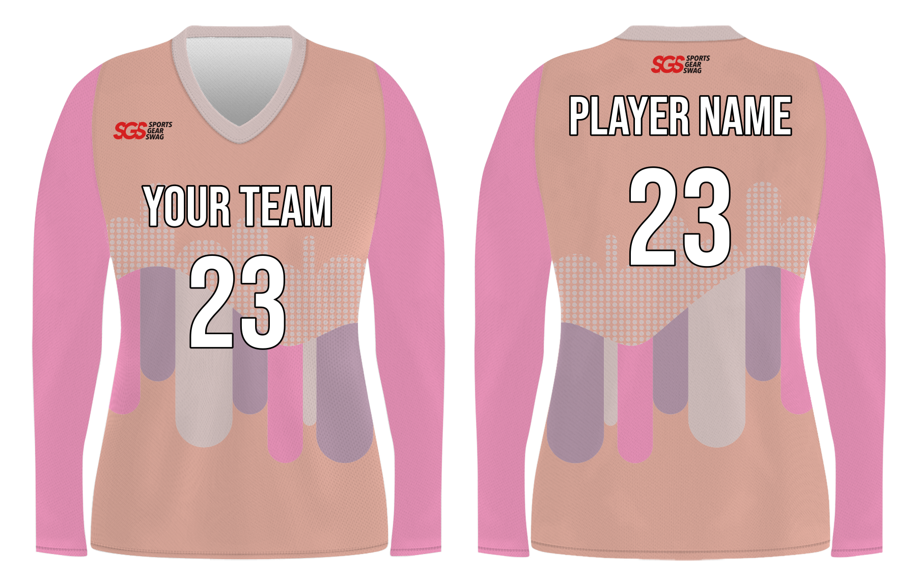 Custom pastel abstract adult youth volleyball  long sleeve jersey - Jersey