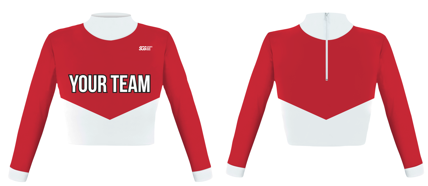 Custom cheerleading uniform alabaster red fusion turtle neck - Jersey