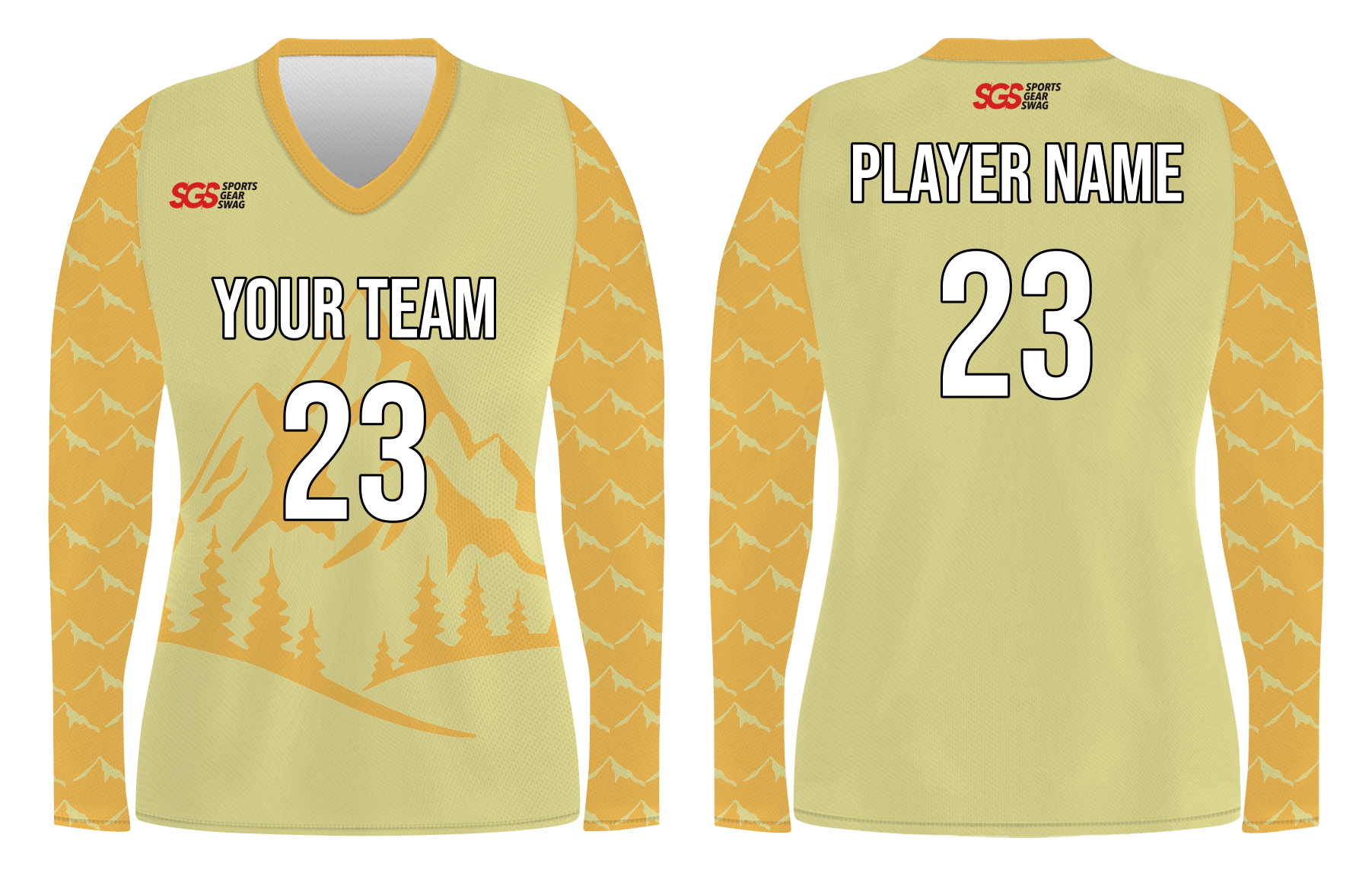Custom mountains nature design adult youth volleyball long sleeve jersey - Jersey