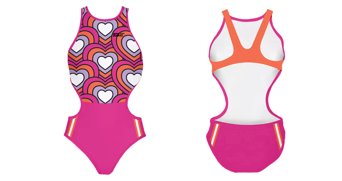 Custom youth open cut bathing suit multi heart - Swimming-bathing-suits