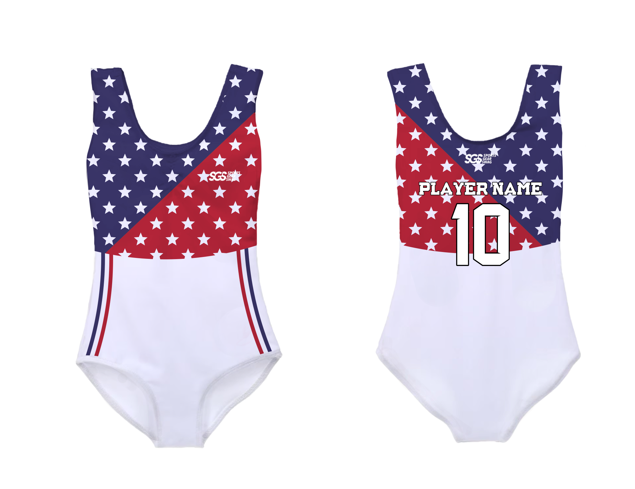 Custom sleeveless gymnastic uniform adult youth patriotic pride - Gymnastics-uniforms