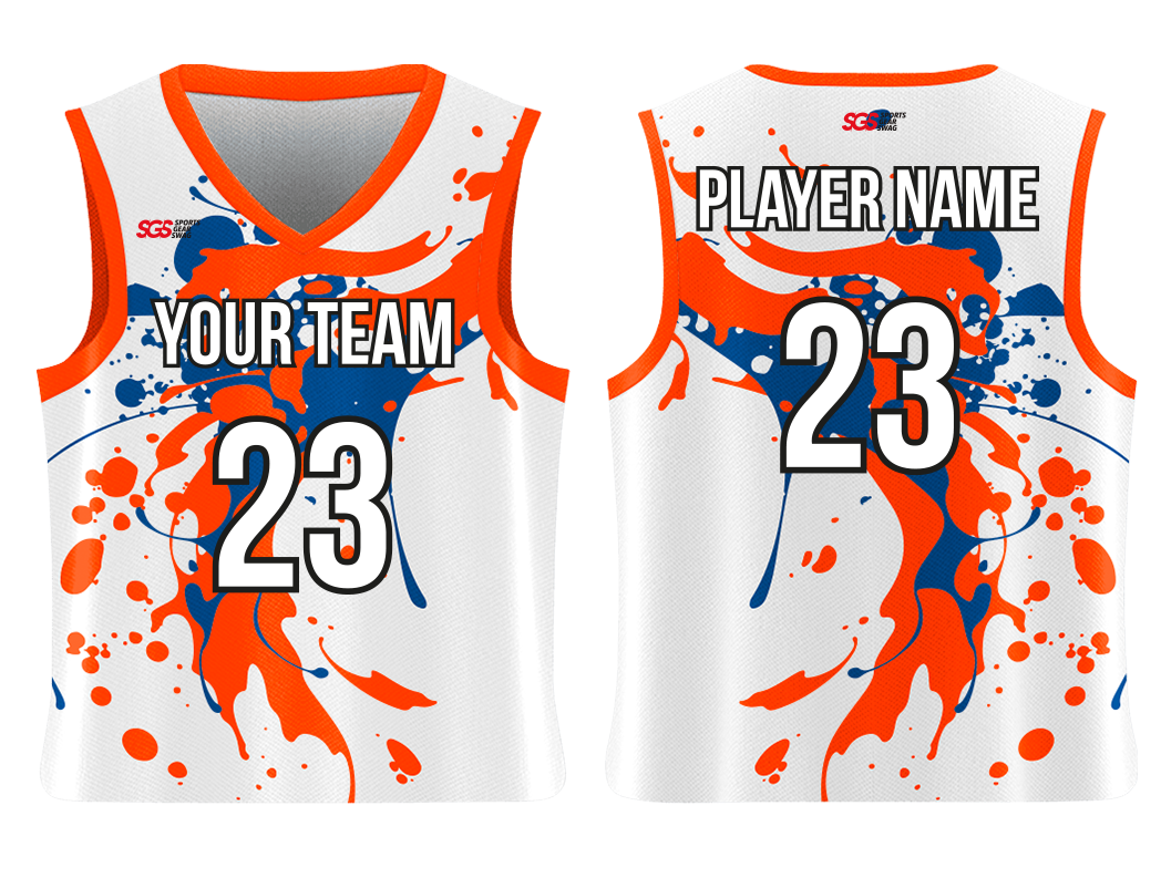 Custom abstract paint adult youth unisex basketball jersey - reversible uniform - Jersey