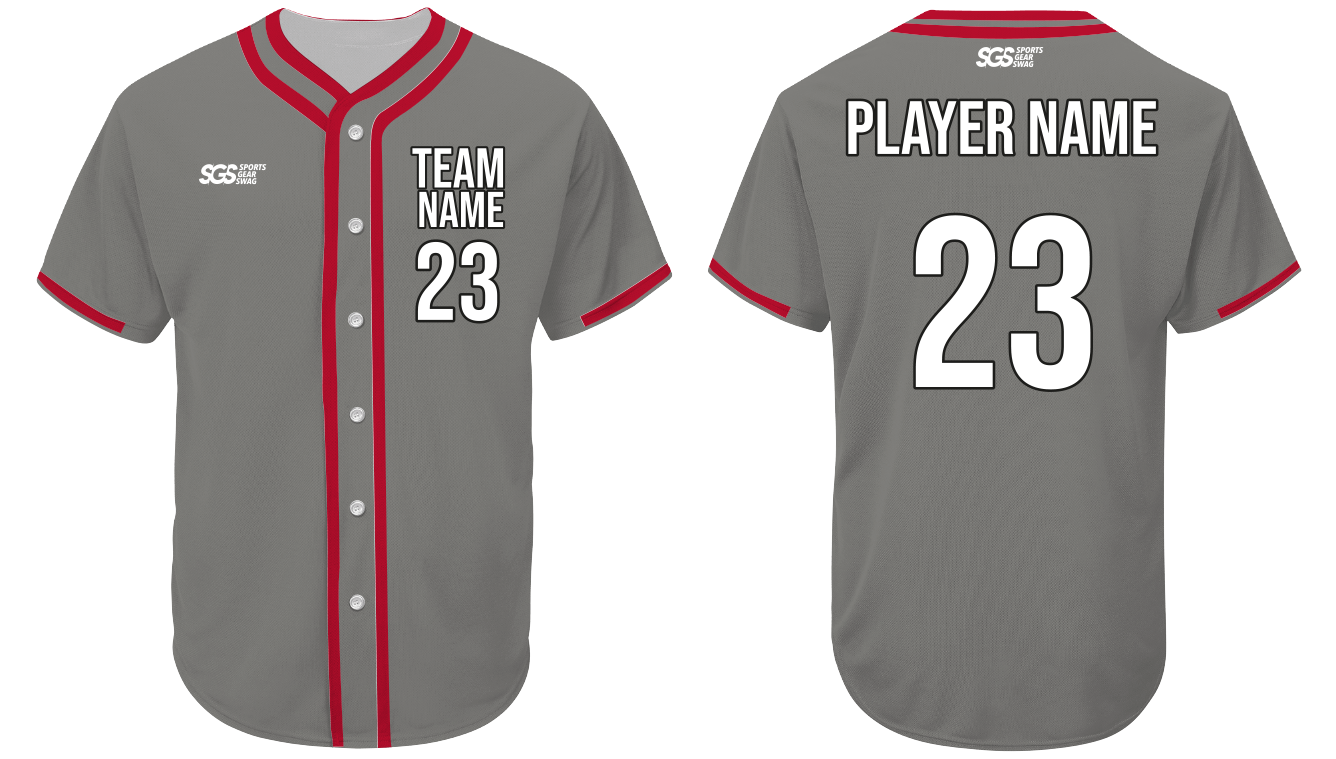 Custom garnet grey adult youth unisex full buttons softball jersey - Jersey