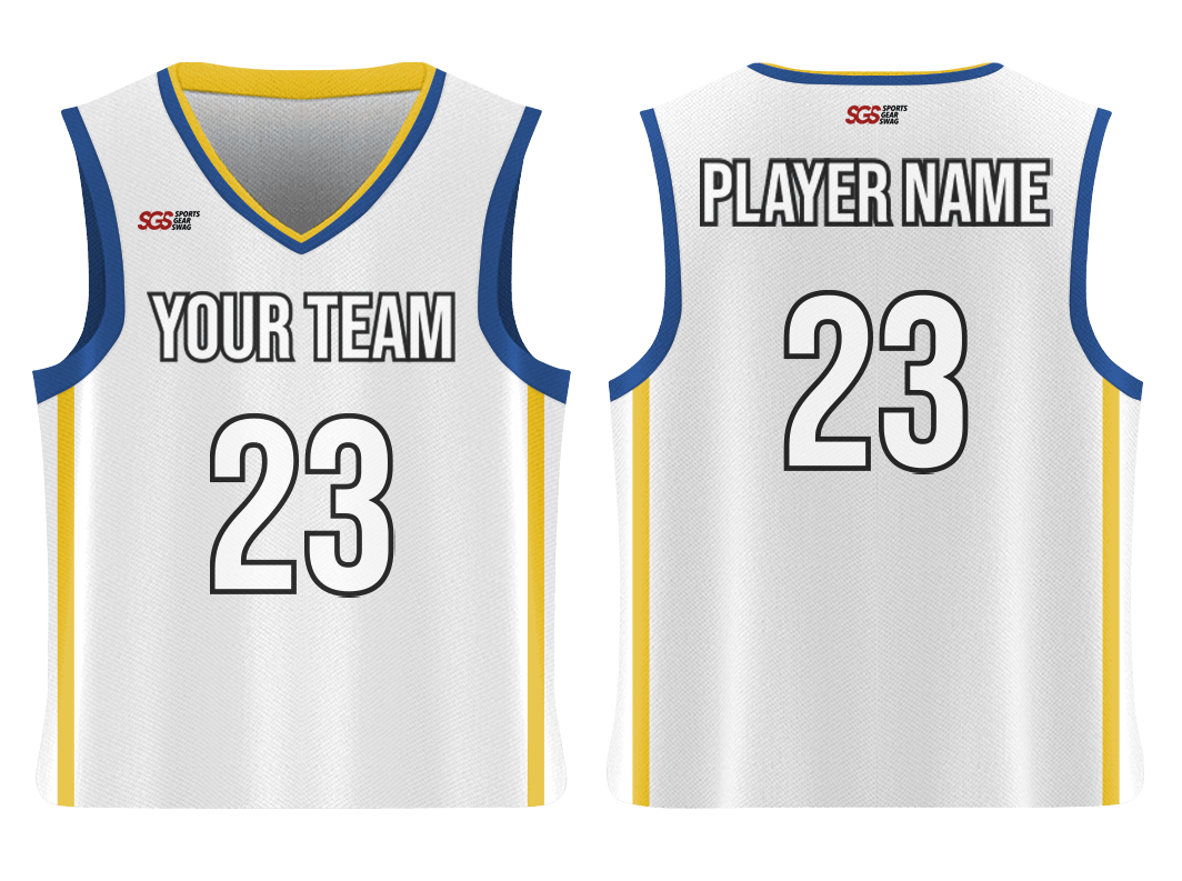 Custom white-yellow new adult youth unisex basketball jersey - reversible uniform - Jersey