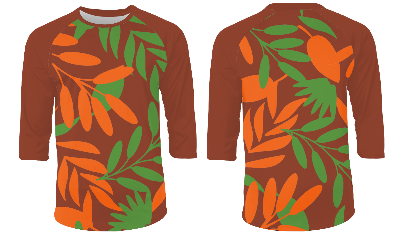 Custom nature leaf 3/4 sleeve shirt - Shirt-3-4-sleeve