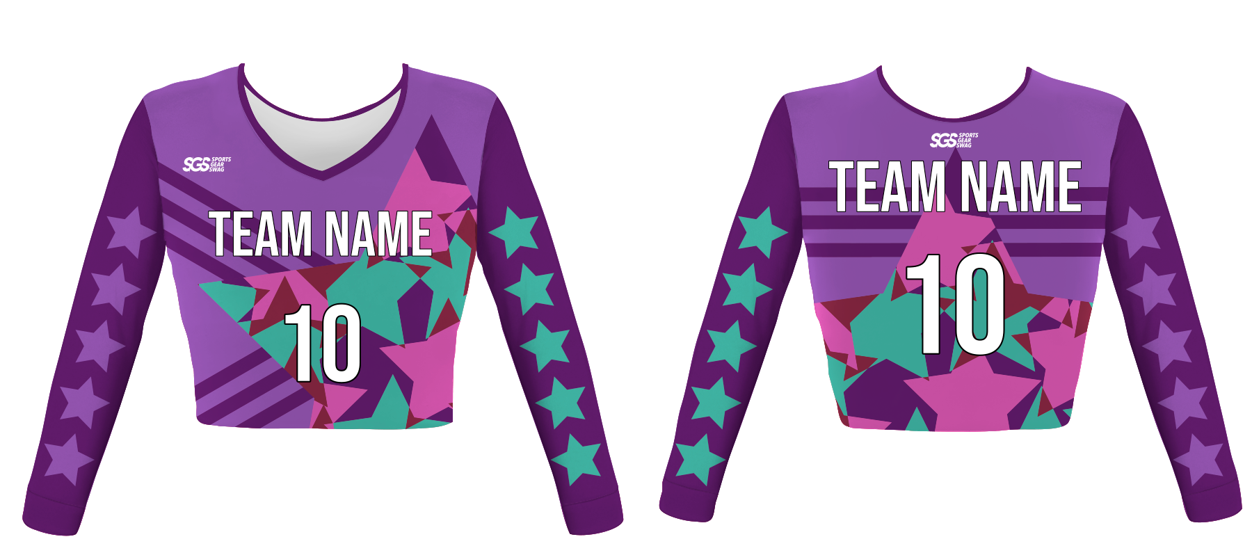 Custom enchanted stars youth adult unisex cheerleading long sleeve crop top jersey - Jersey