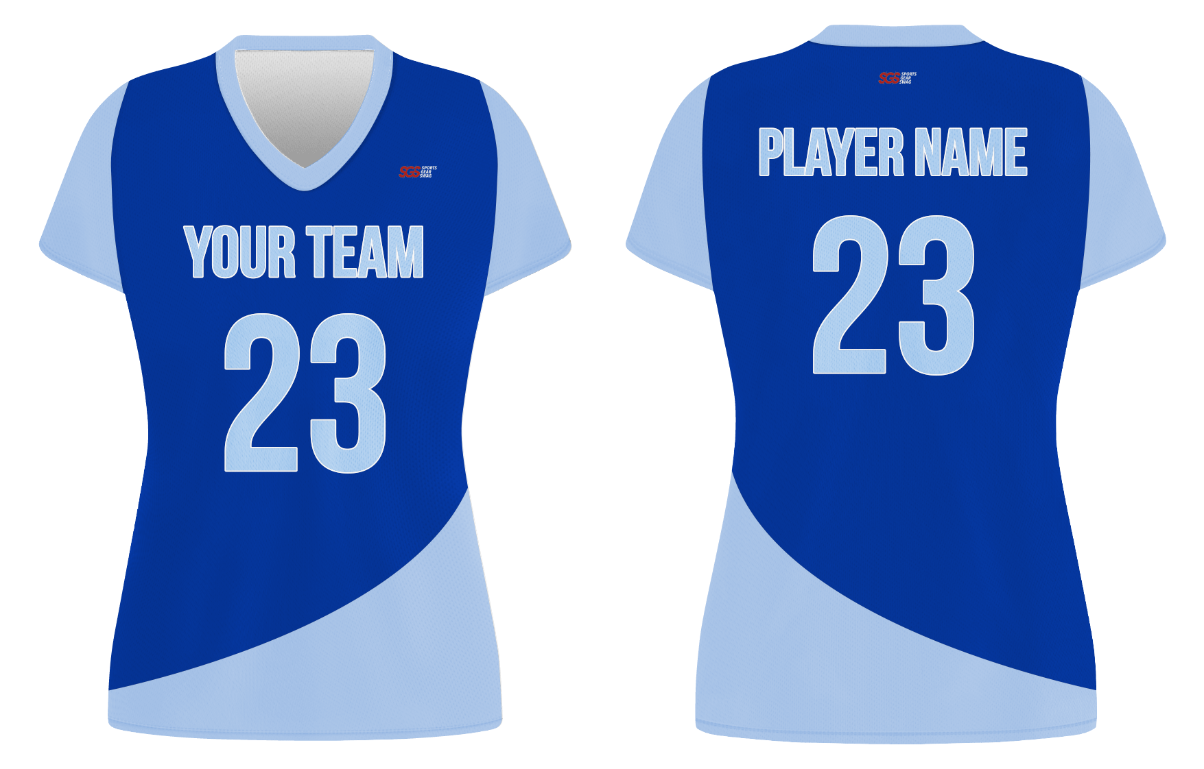 Custom blue solids adult youth volleyball jersey - Jersey