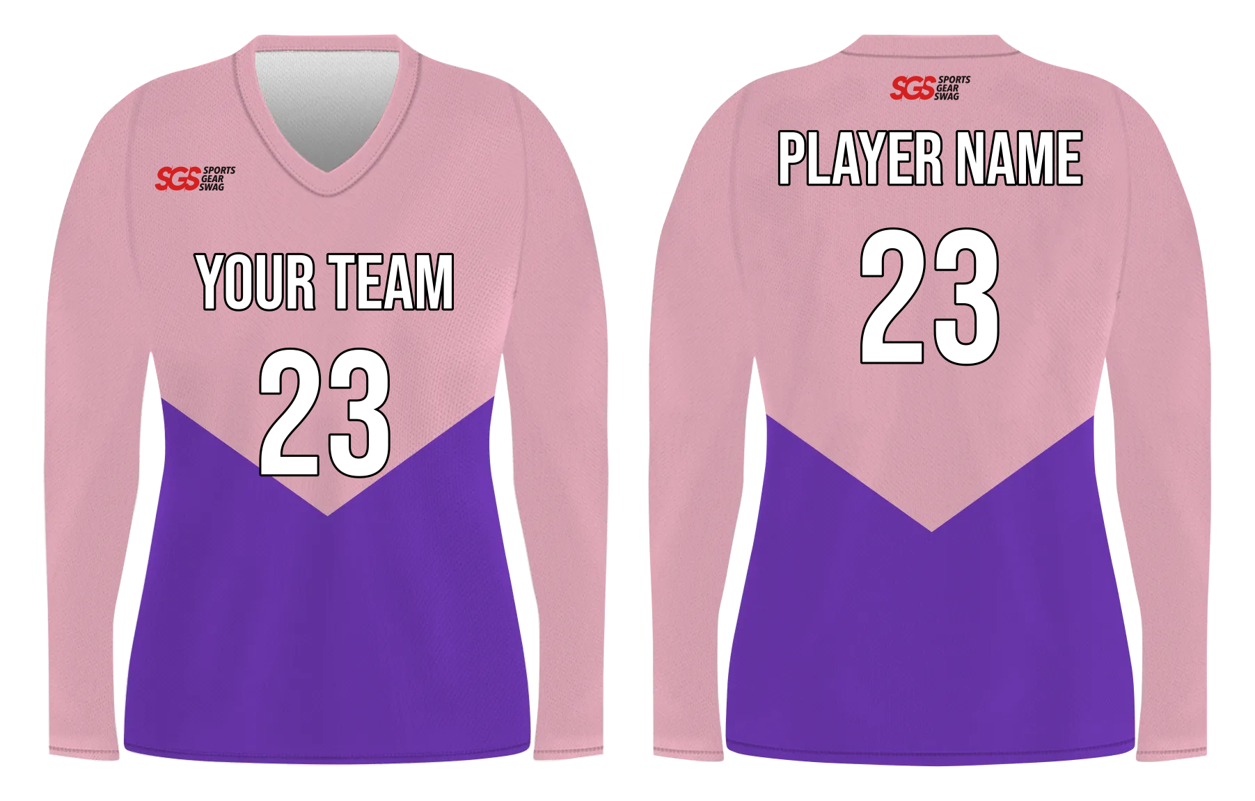 Custom purple solids adult youth volleyball long sleeve jersey - Jersey