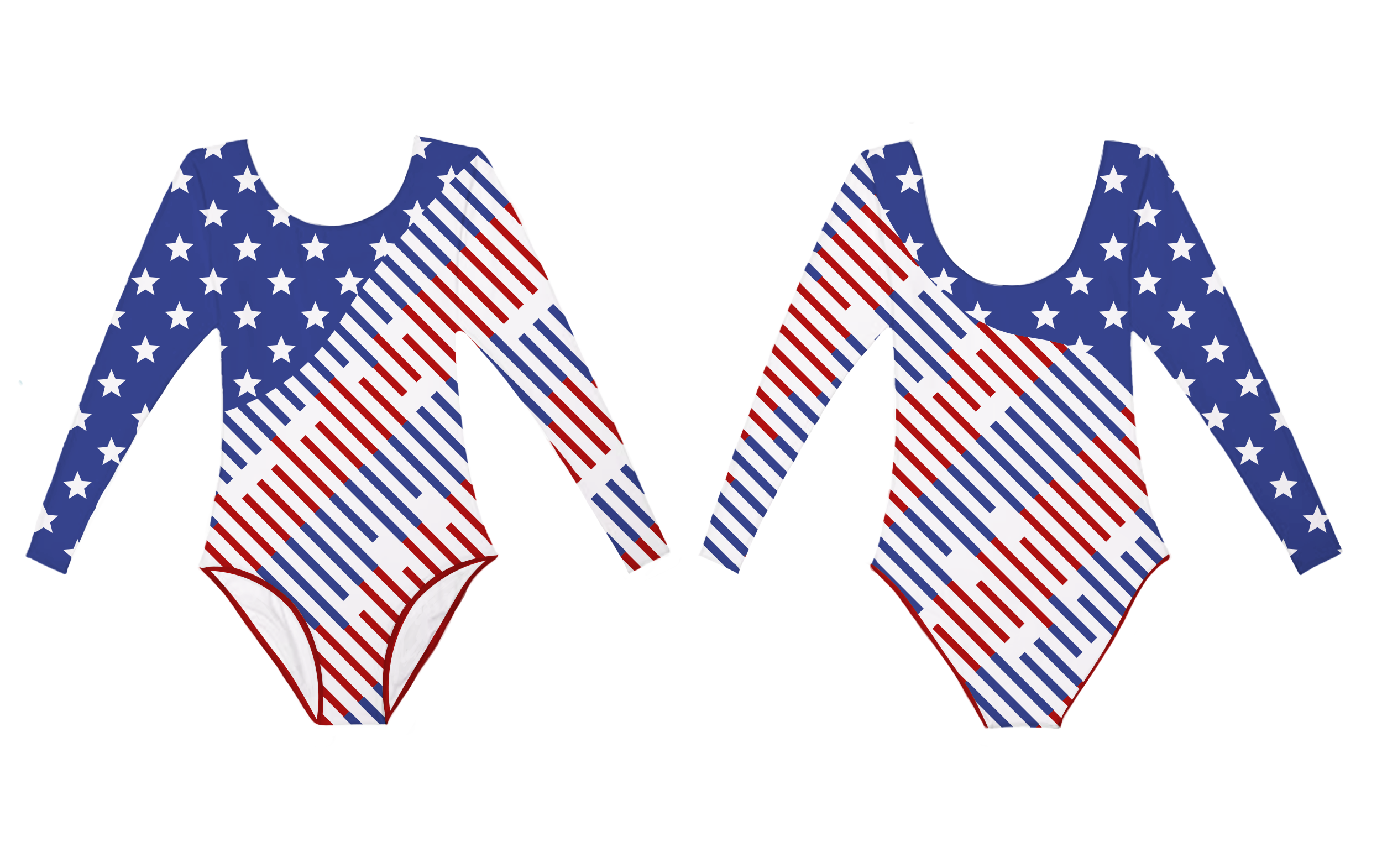 Custom long sleeve gymnastic uniform adult youth patriotic stripes - Gymnastics-uniforms