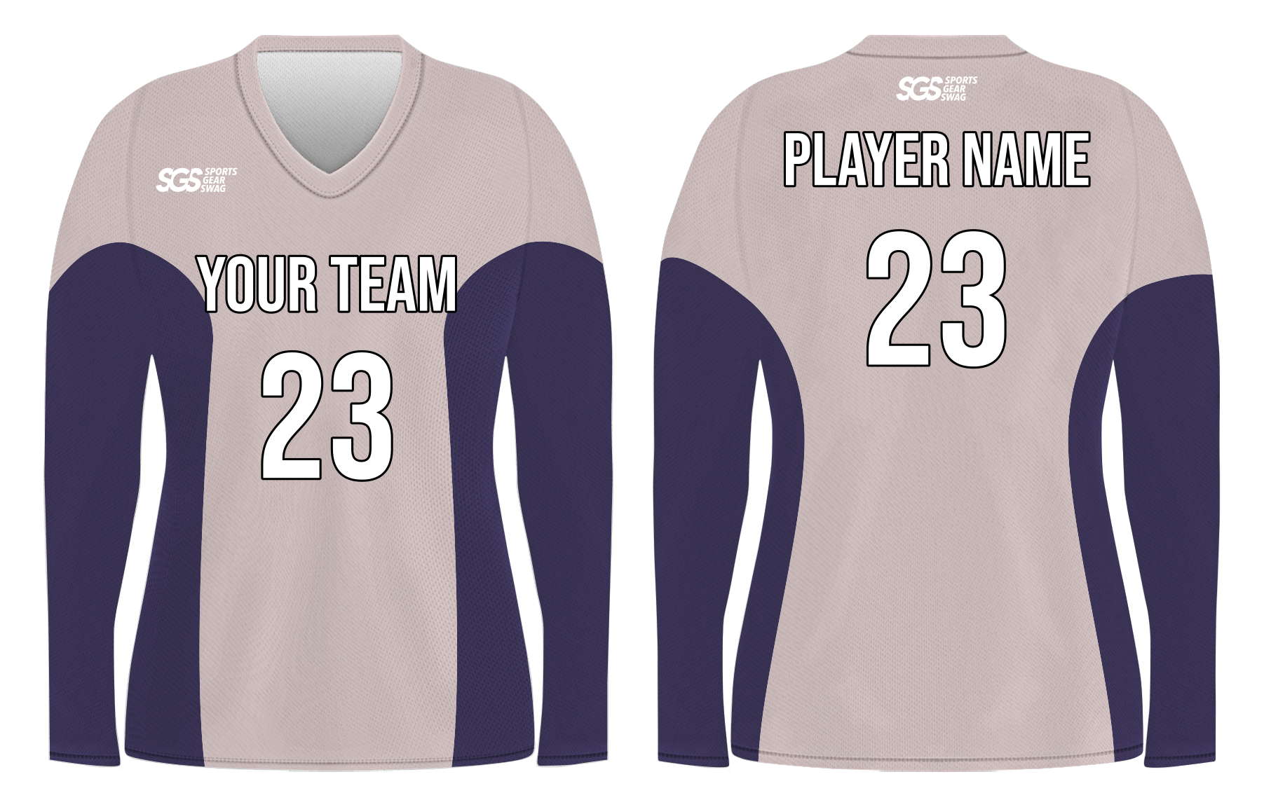 Custom pink solids adult youth volleyball long sleeve jersey - Jersey