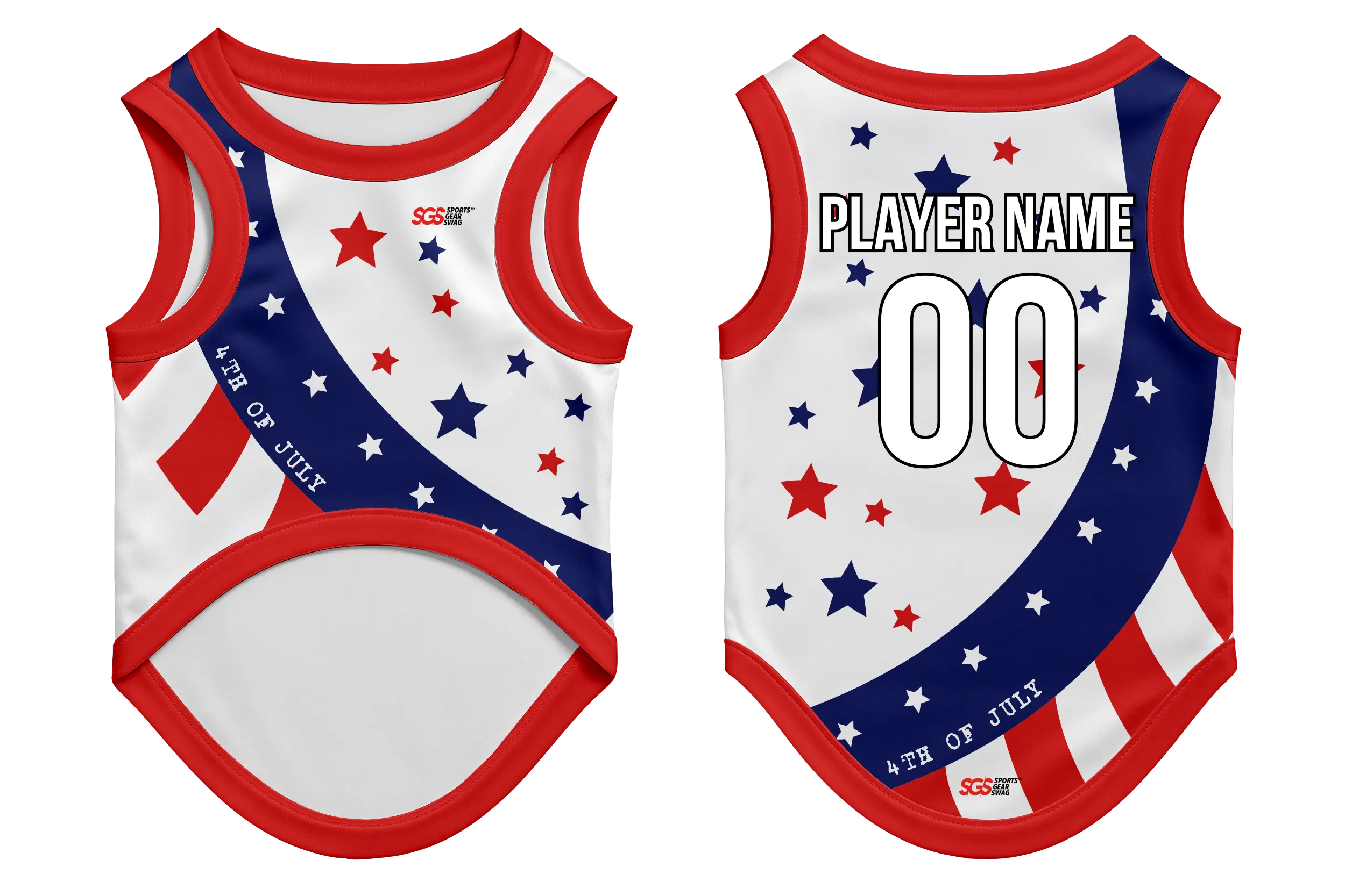 Custom pet holiday  basketball jersey star spangled - Pets-basketball-jersey