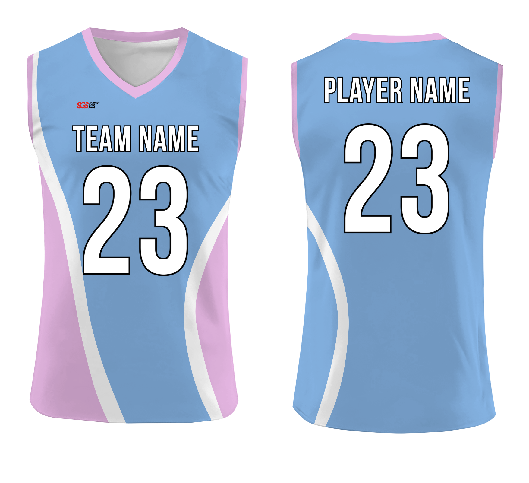 Custom sky blue solids adult youth volleyball sleeveless jersey - Jersey