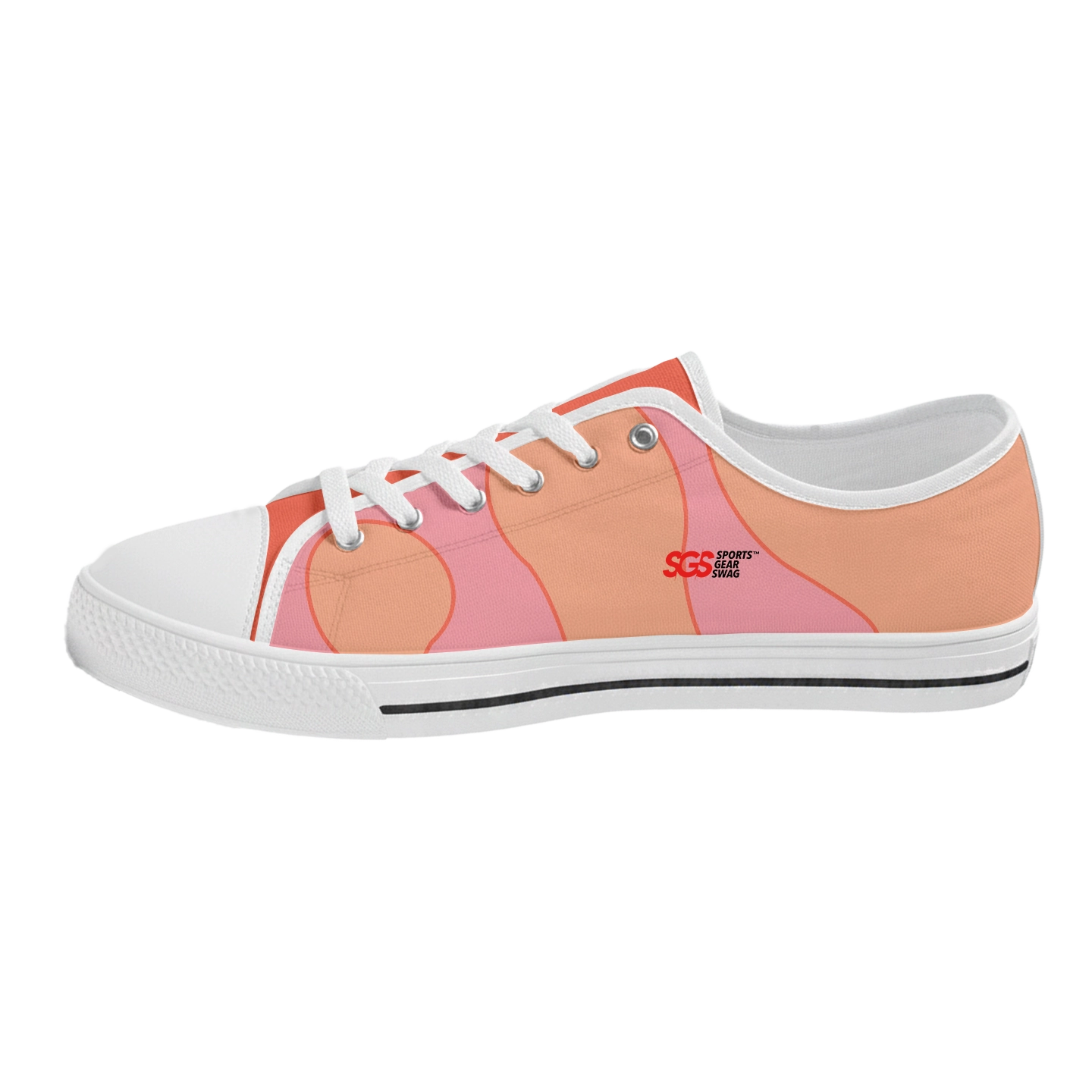 Custom low top canvas shoes white wavy - Low-top-shoes