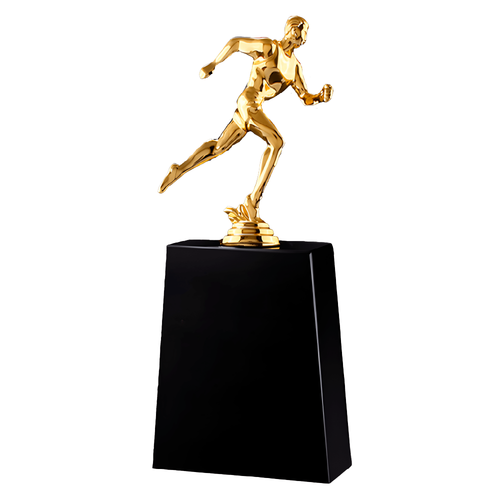 Golden man running trophies awards - Trophies-awards