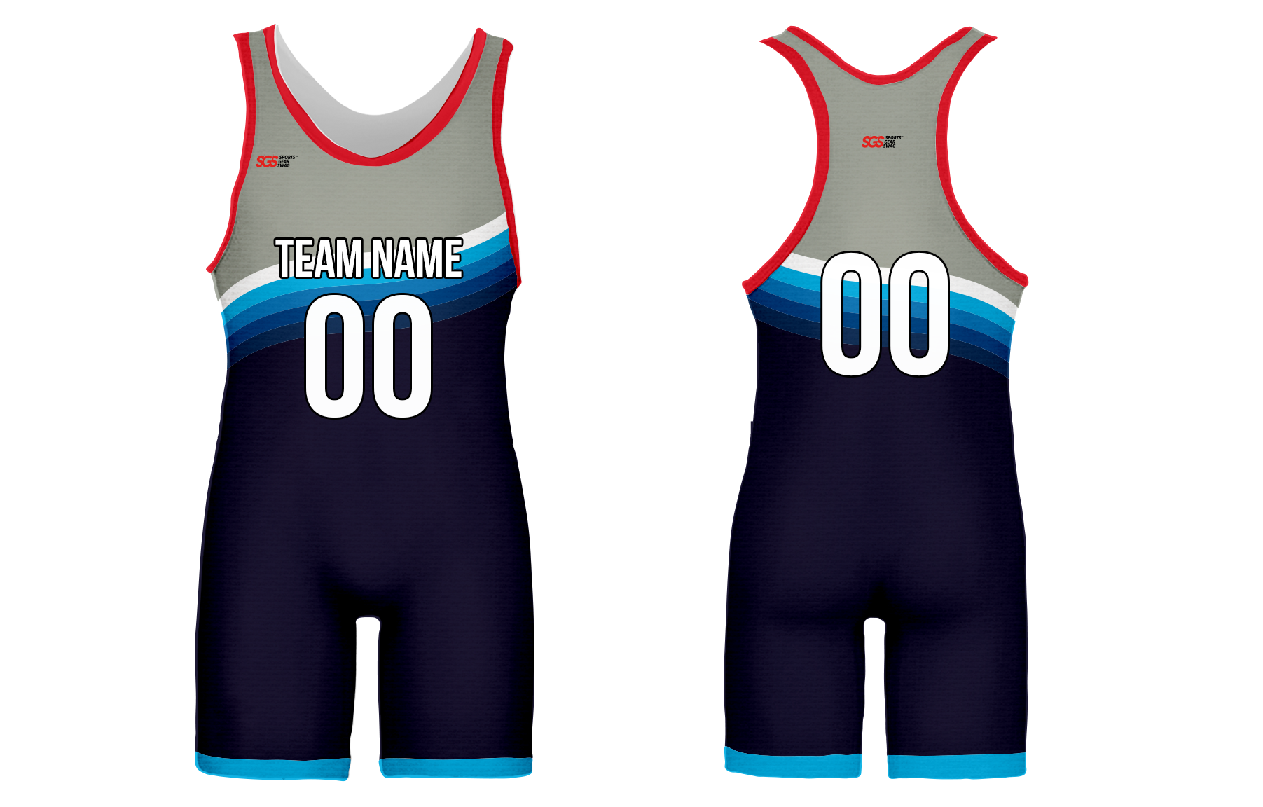 Custom ocean wave lines adult youth unisex wrestling singlets - Wrestling-singlets