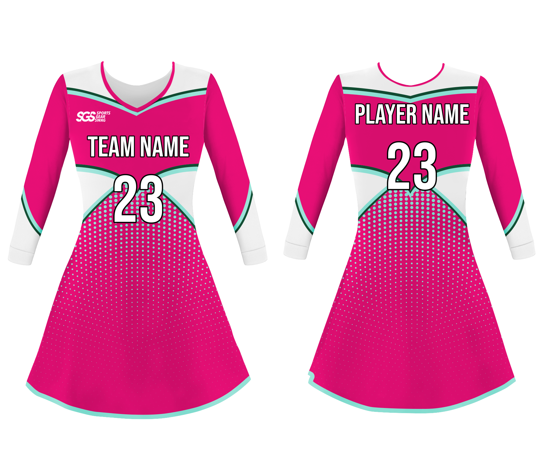 Custom casual pink adult youth unisex cheerleading dresses long sleeve jersey - Cheerleading-dress