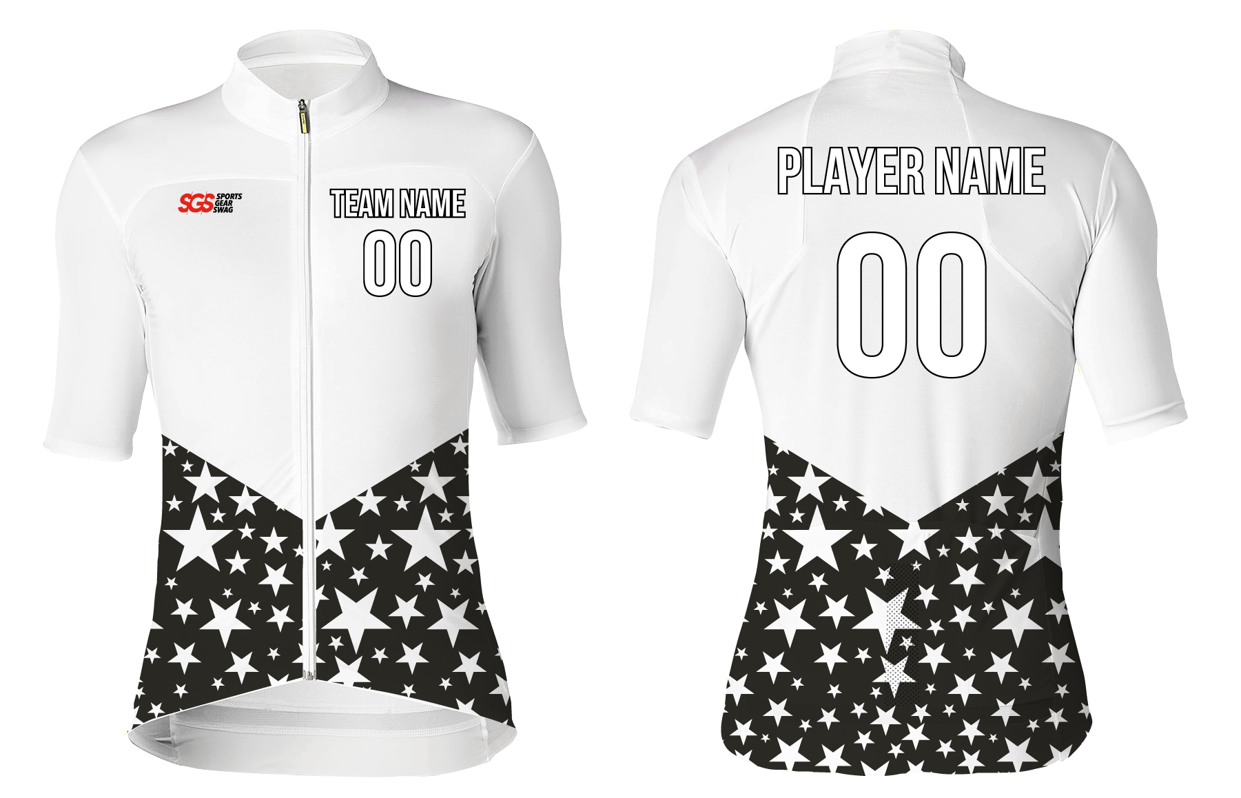 Custom adult youth unisex cycling short sleeve jersey starry white - Jersey