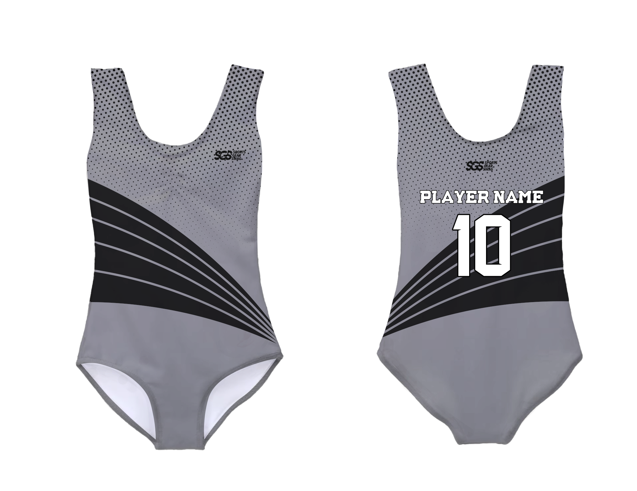 Custom sleeveless gymnastic uniform adult youth grey polka - Gymnastics-uniforms