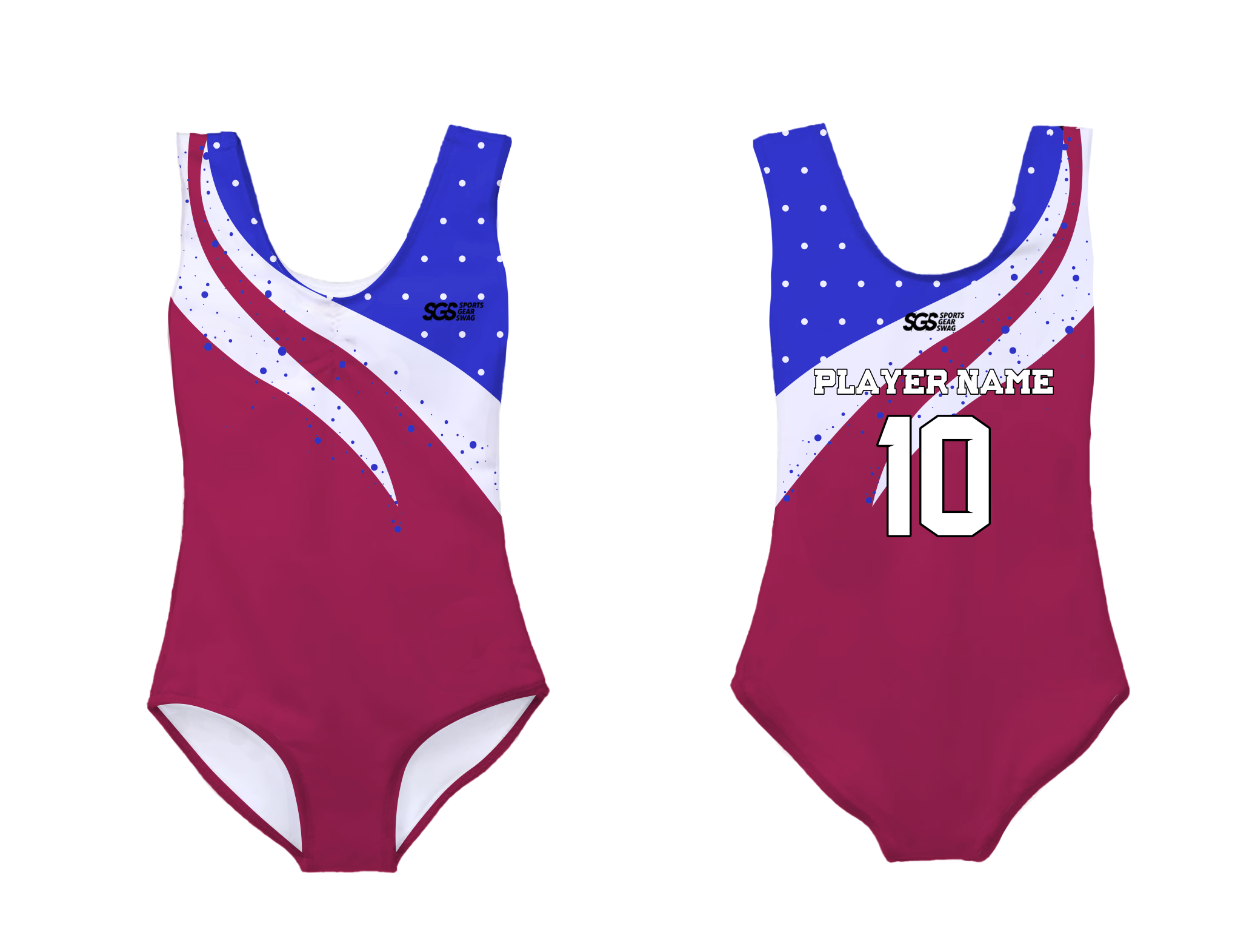 Custom sleeveless gymnastic uniform adult youth patriotic wave - Gymnastics-uniforms