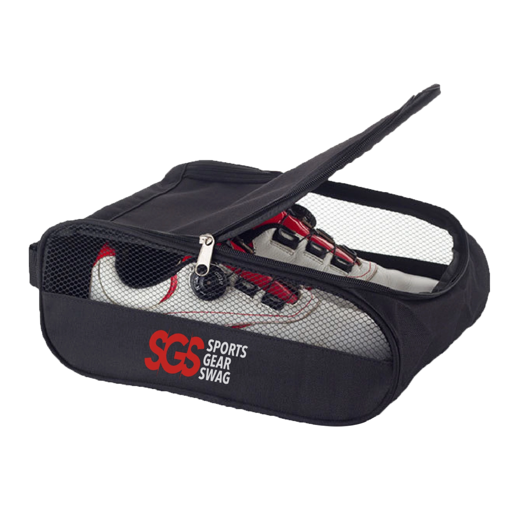 Custom golf shoe bag half mesh crest - Golf-shoe-bags