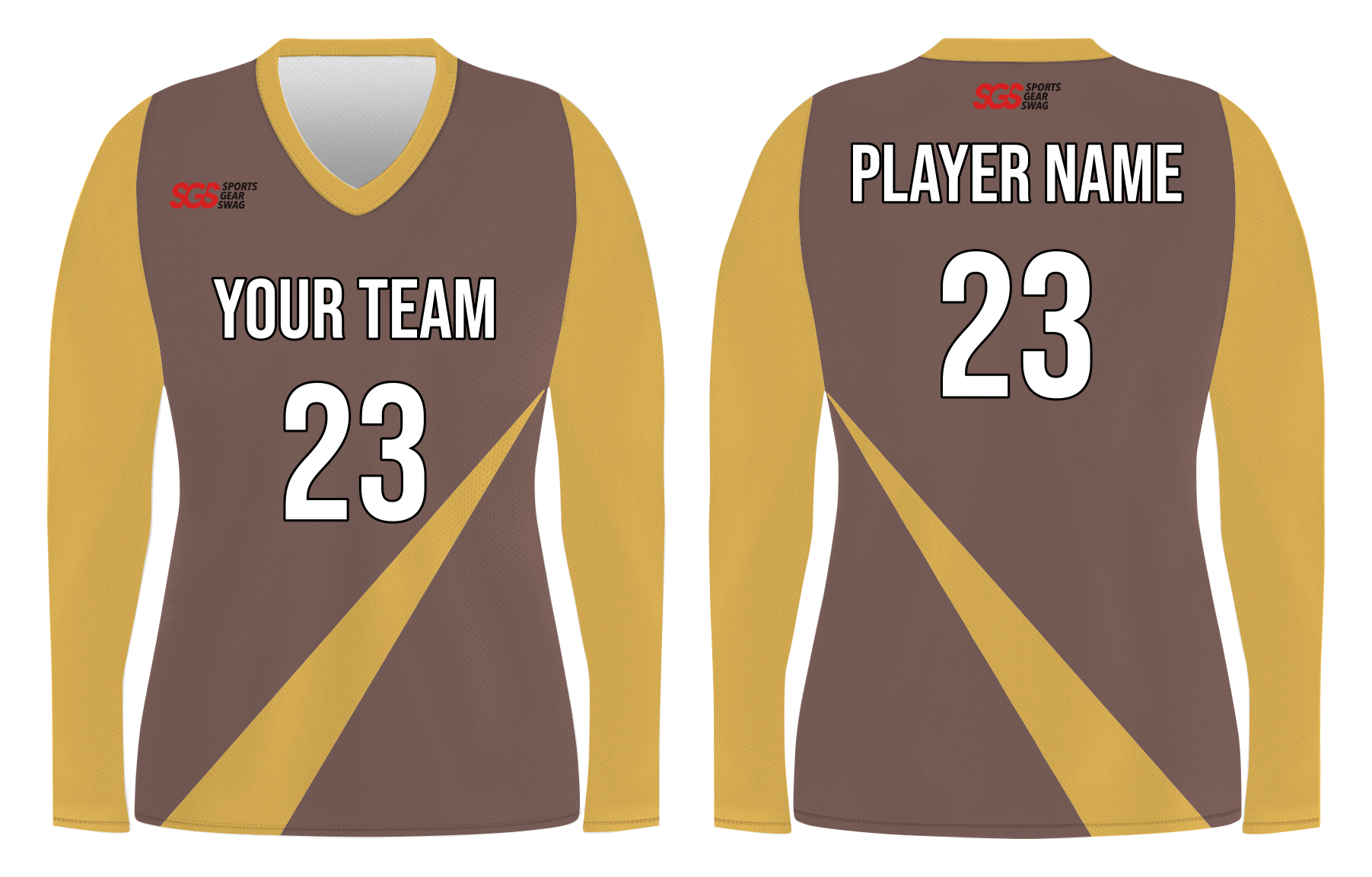 Custom light brown solids adult youth volleyball long sleeve jersey - Jersey