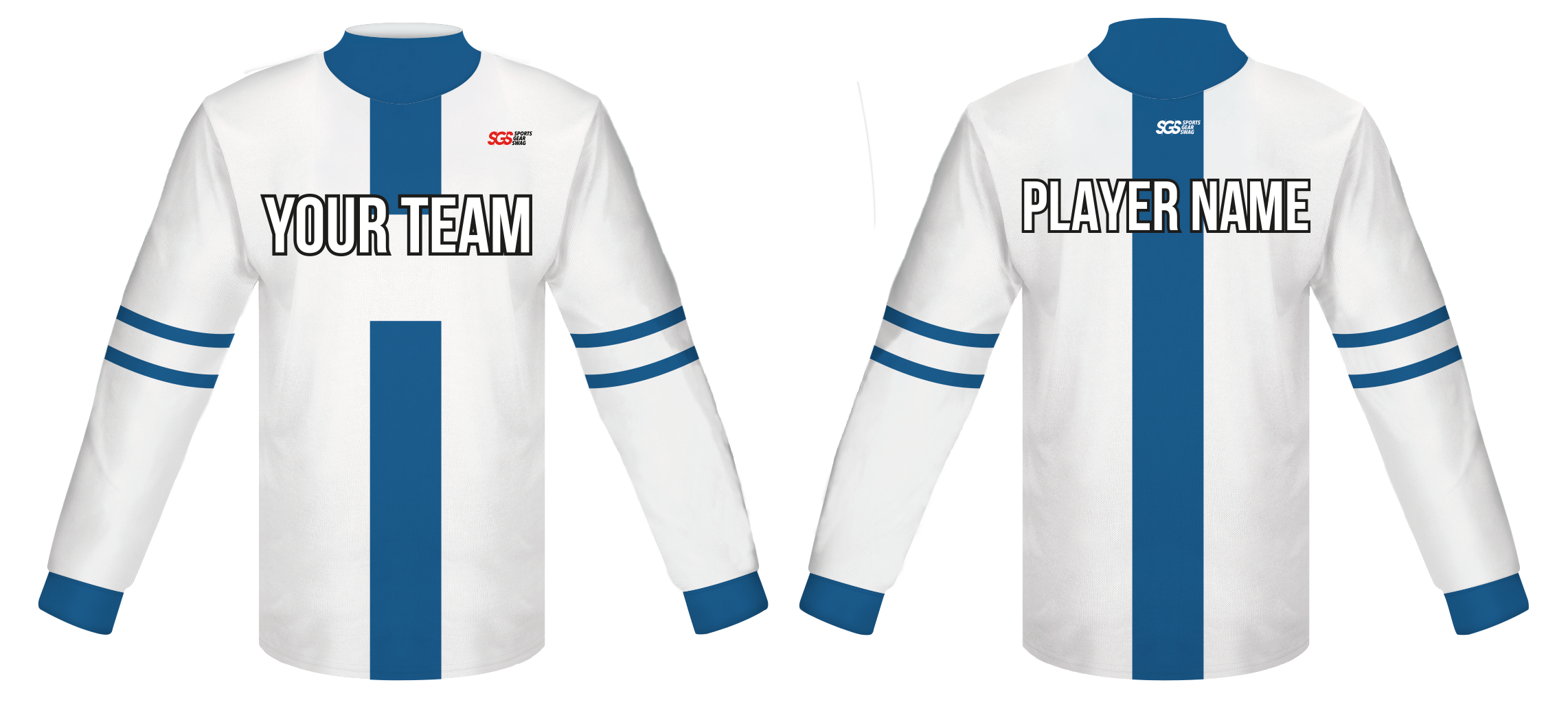 Custom white aqua solid adult youth unisex cheerleading long sleeve turtle neck jersey - Jersey