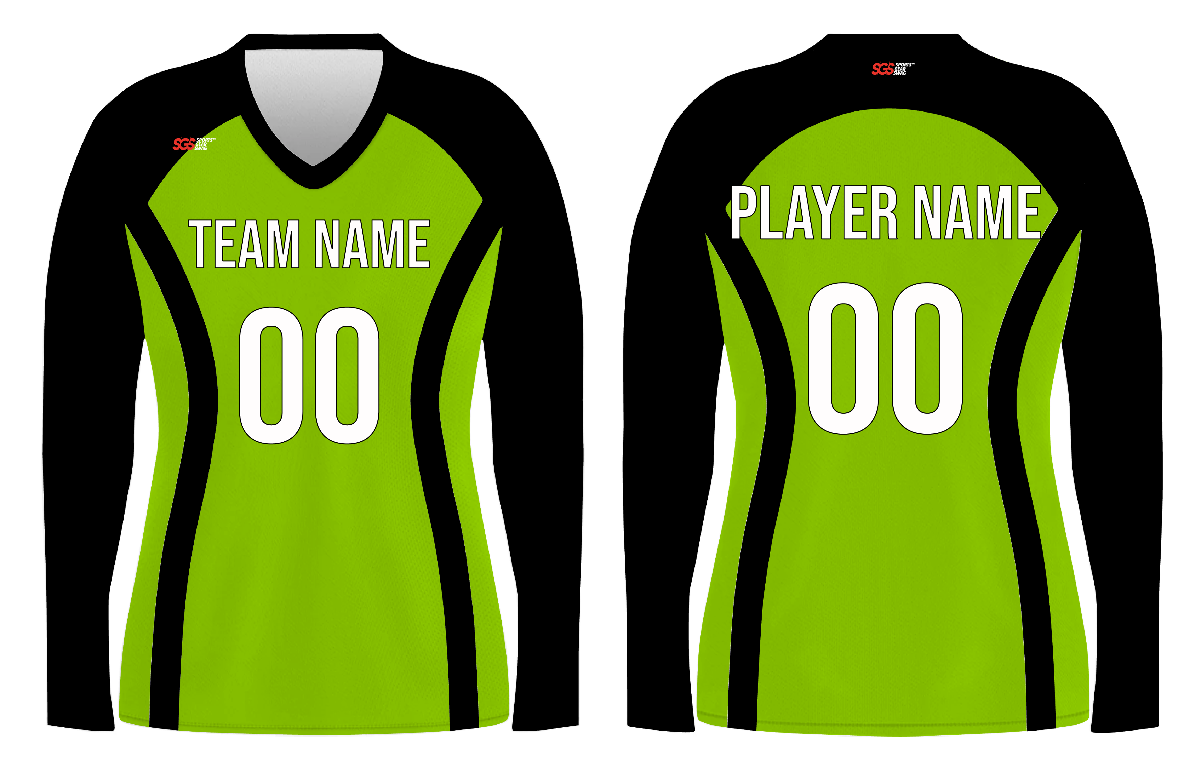 Custom green solids adult youth volleyball  long sleeve jersey - Jersey
