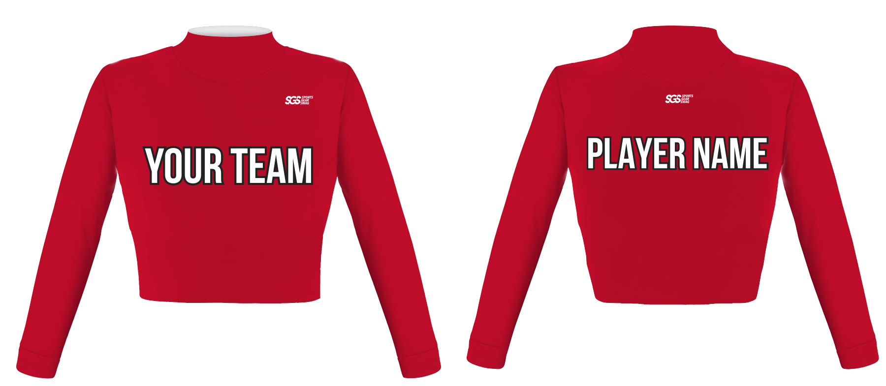 Custom solid red  adult youth unisex cheerleading  long sleeve turtle neck jersey - Jersey