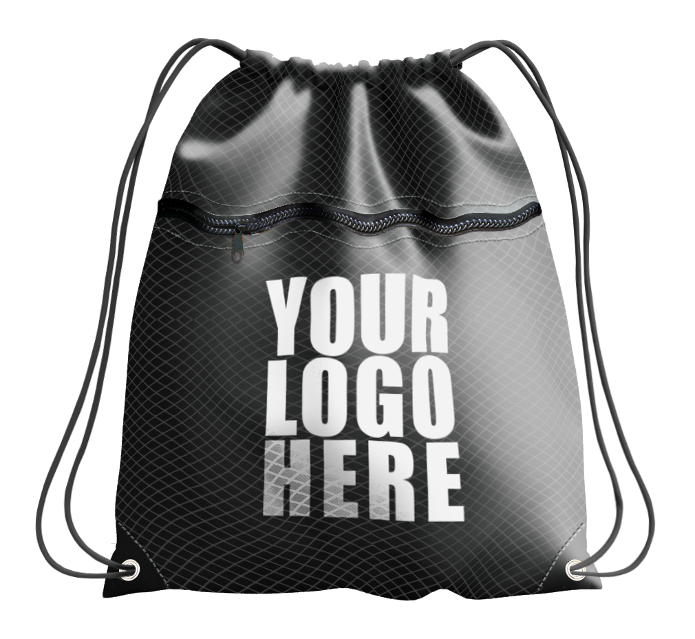 Black drawstring bag with zipper - Drawstring-bag