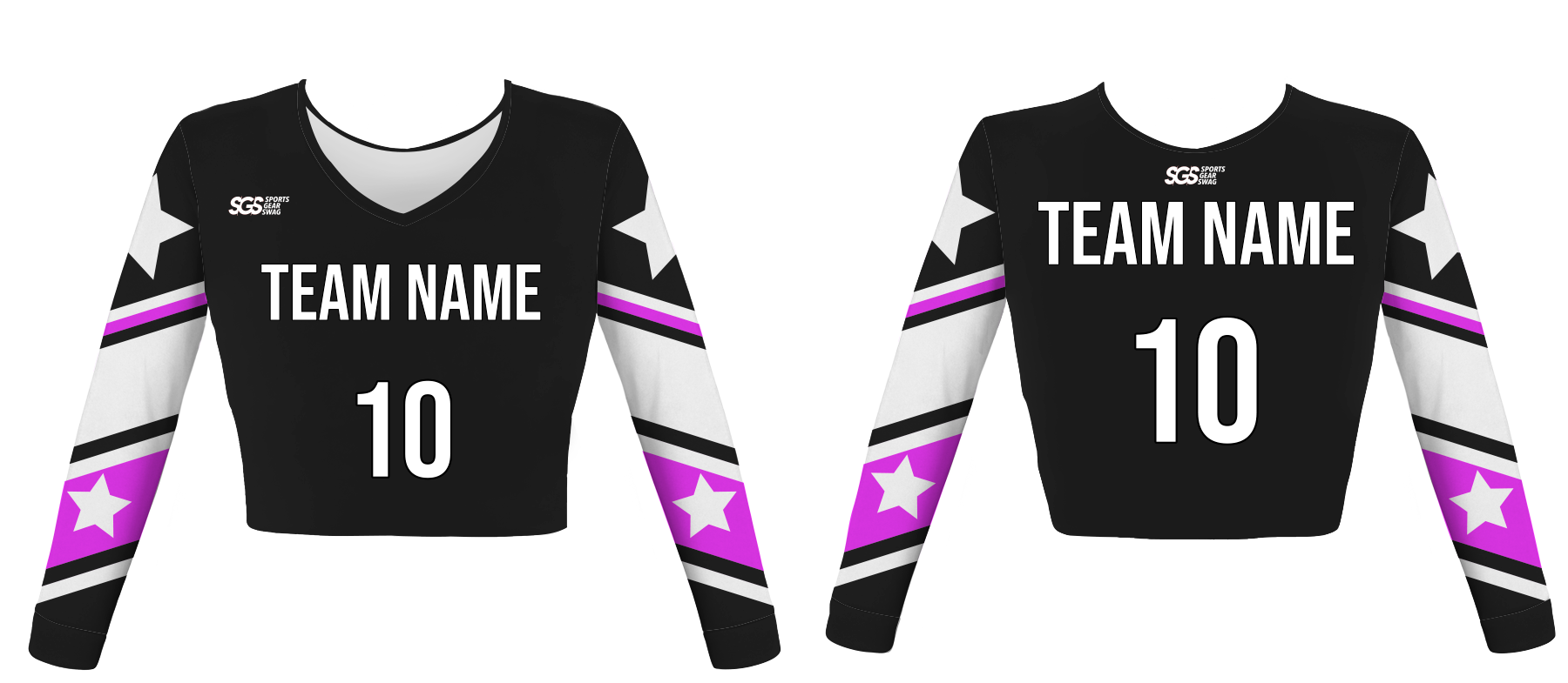 Custom twin stars youth adult unisex cheerleading long sleeve crop top jersey - Jersey